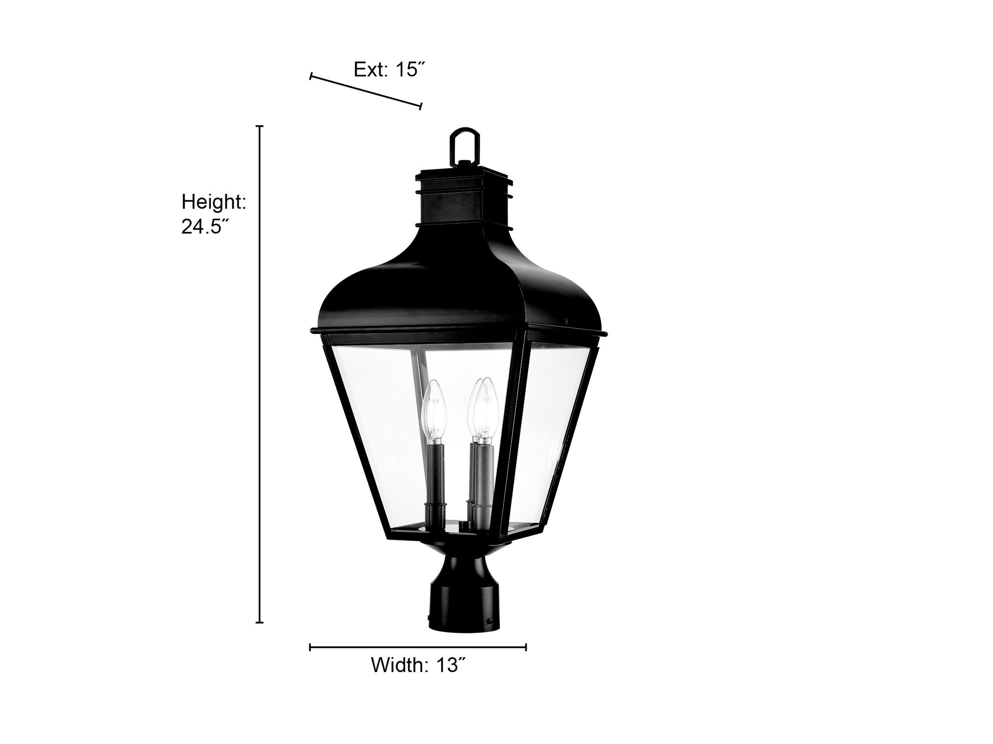 Image 7 Millennium Edenton 3-Light 24" Matte Black Outdoor Post Lantern with Shade more views