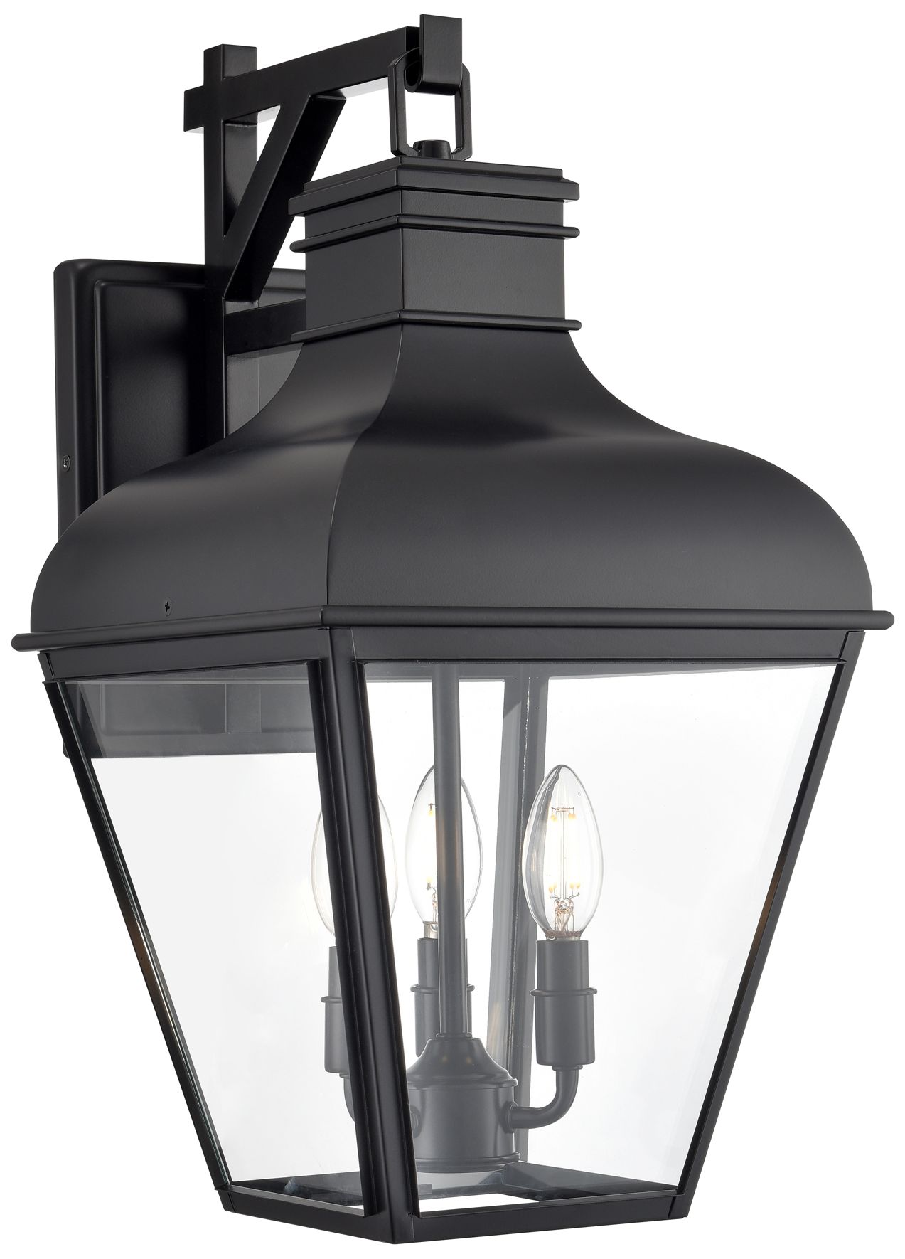 Millennium Edenton 3-Lt 21.25" Matte Black Outdoor Wall Sconce with Shade