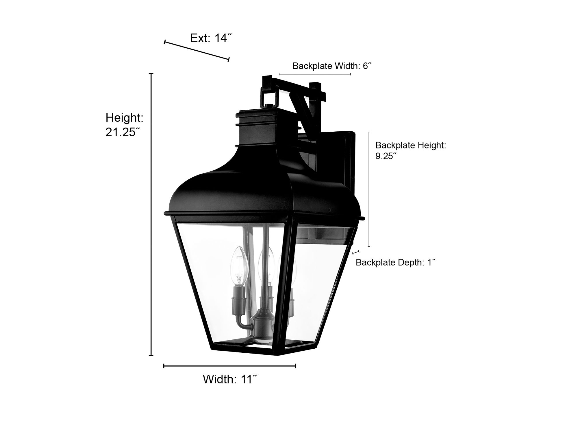 Image 7 Millennium Edenton 3-Lt 21.25" Matte Black Outdoor Wall Sconce with Shade more views