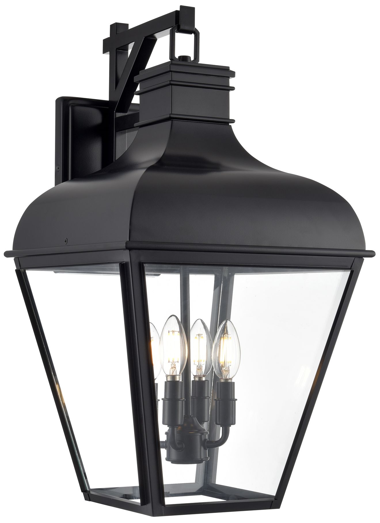 Millennium Edenton 4-Light 24.5" Matte Black Outdoor Wall Sconce with Shade