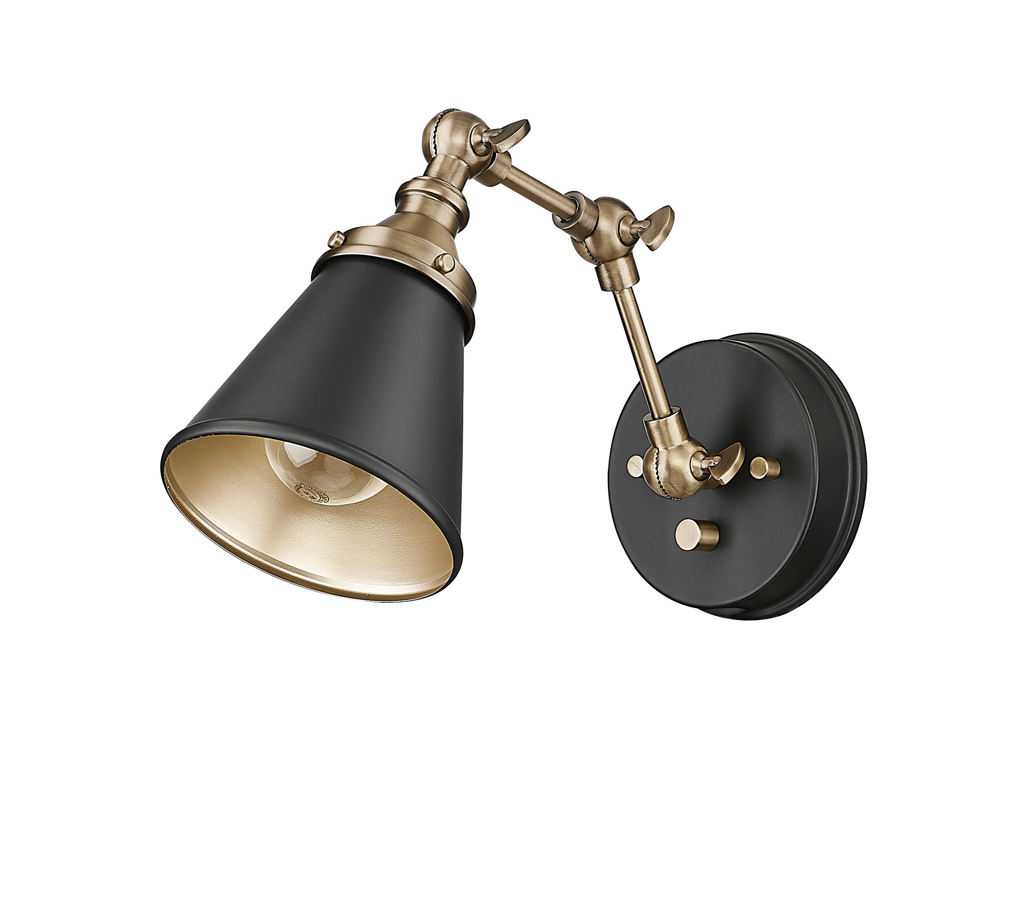 Image 5 Millennium Edith 1-Light 5" Matte Black/Vintage Brass Swing Arm Sconce more views