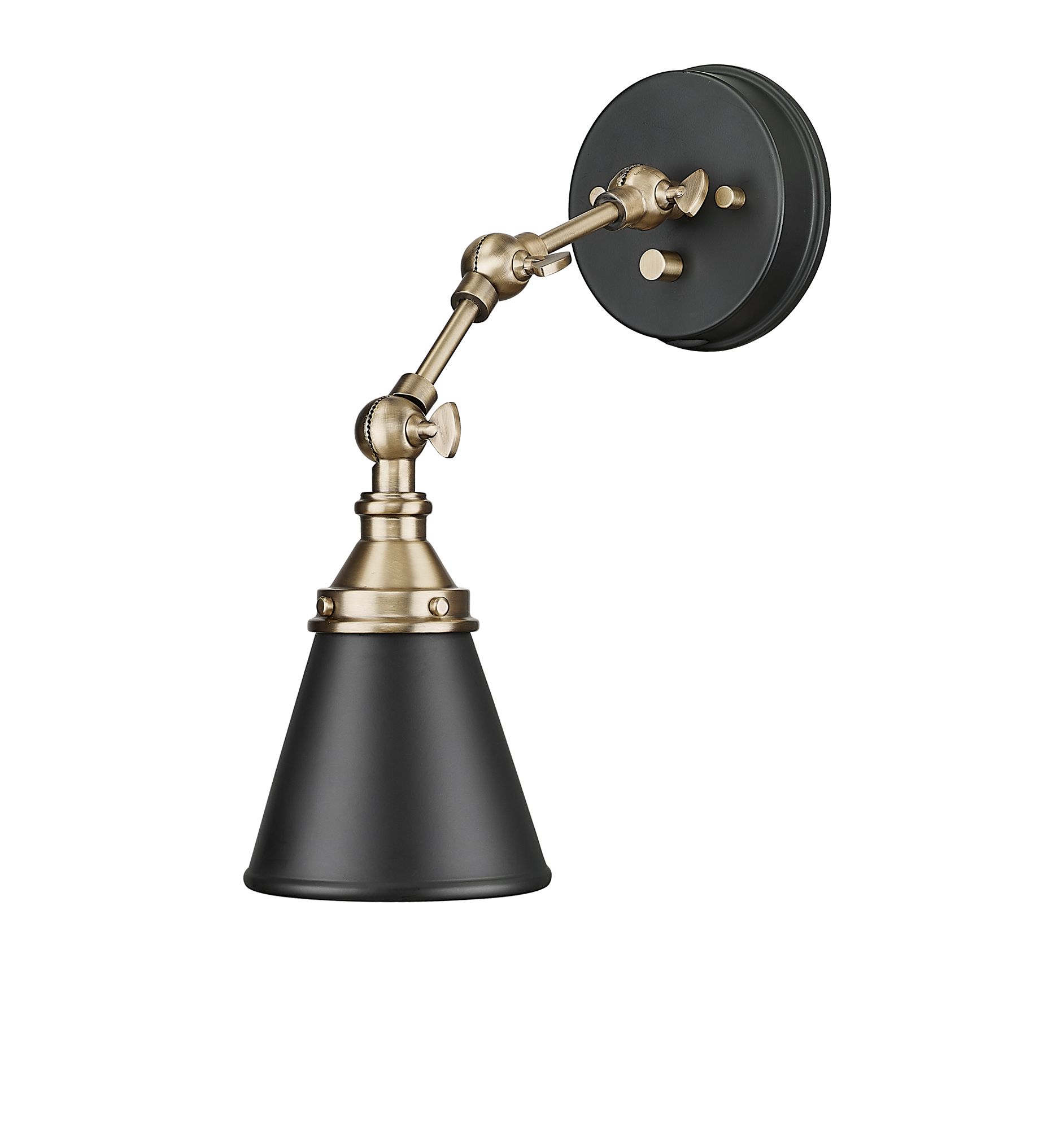 Image 6 Millennium Edith 1-Light 5" Matte Black/Vintage Brass Swing Arm Sconce more views