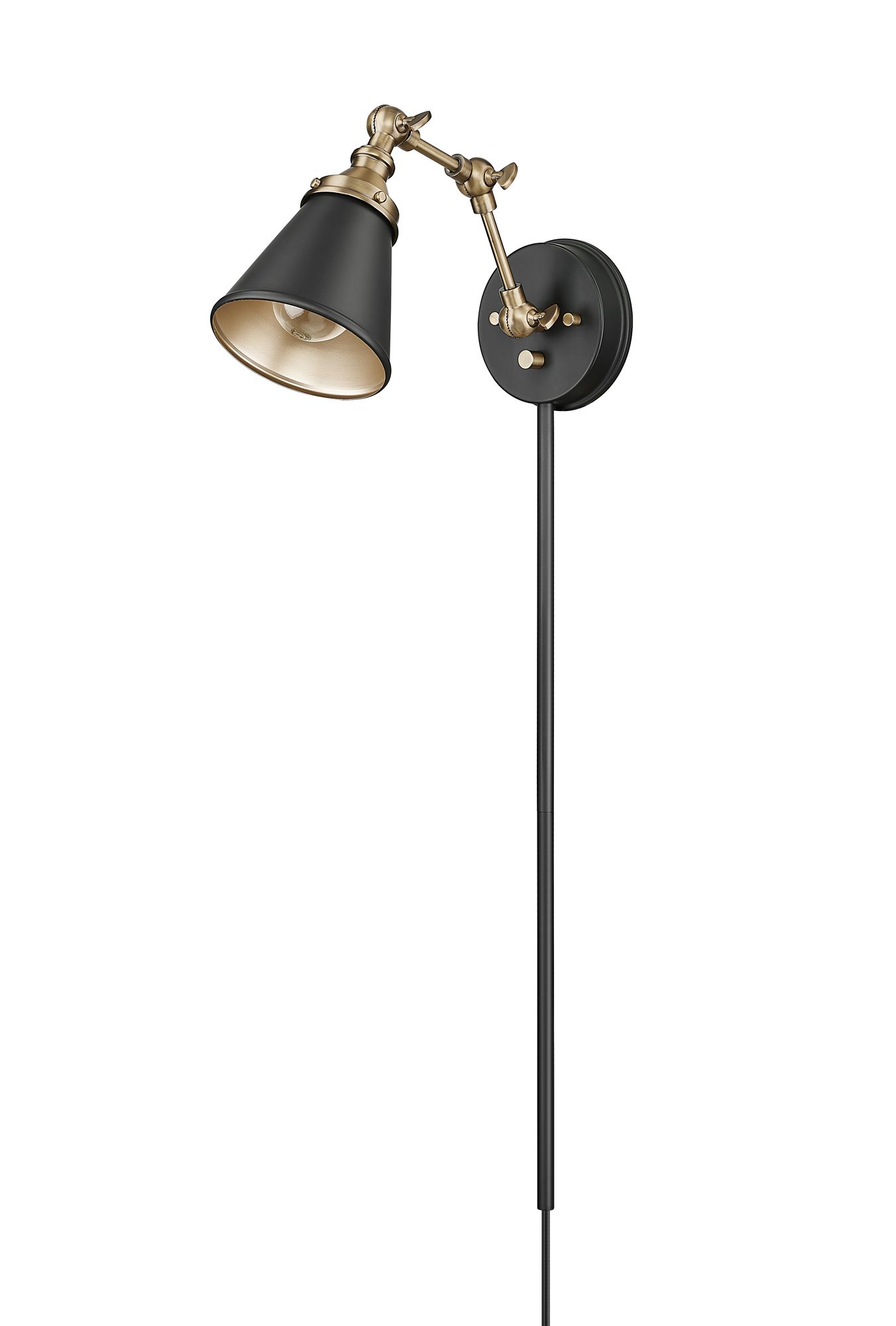 Image 7 Millennium Edith 1-Light 5" Matte Black/Vintage Brass Swing Arm Sconce more views