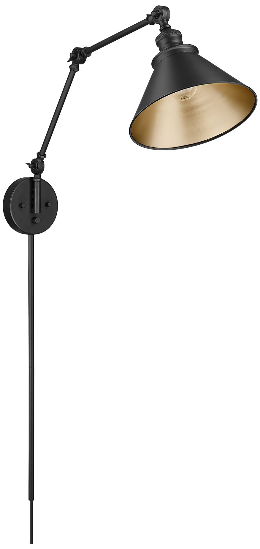 Millennium Edward 1-Light 10" Matte Black Swing Arm Sconce with Metal Shade