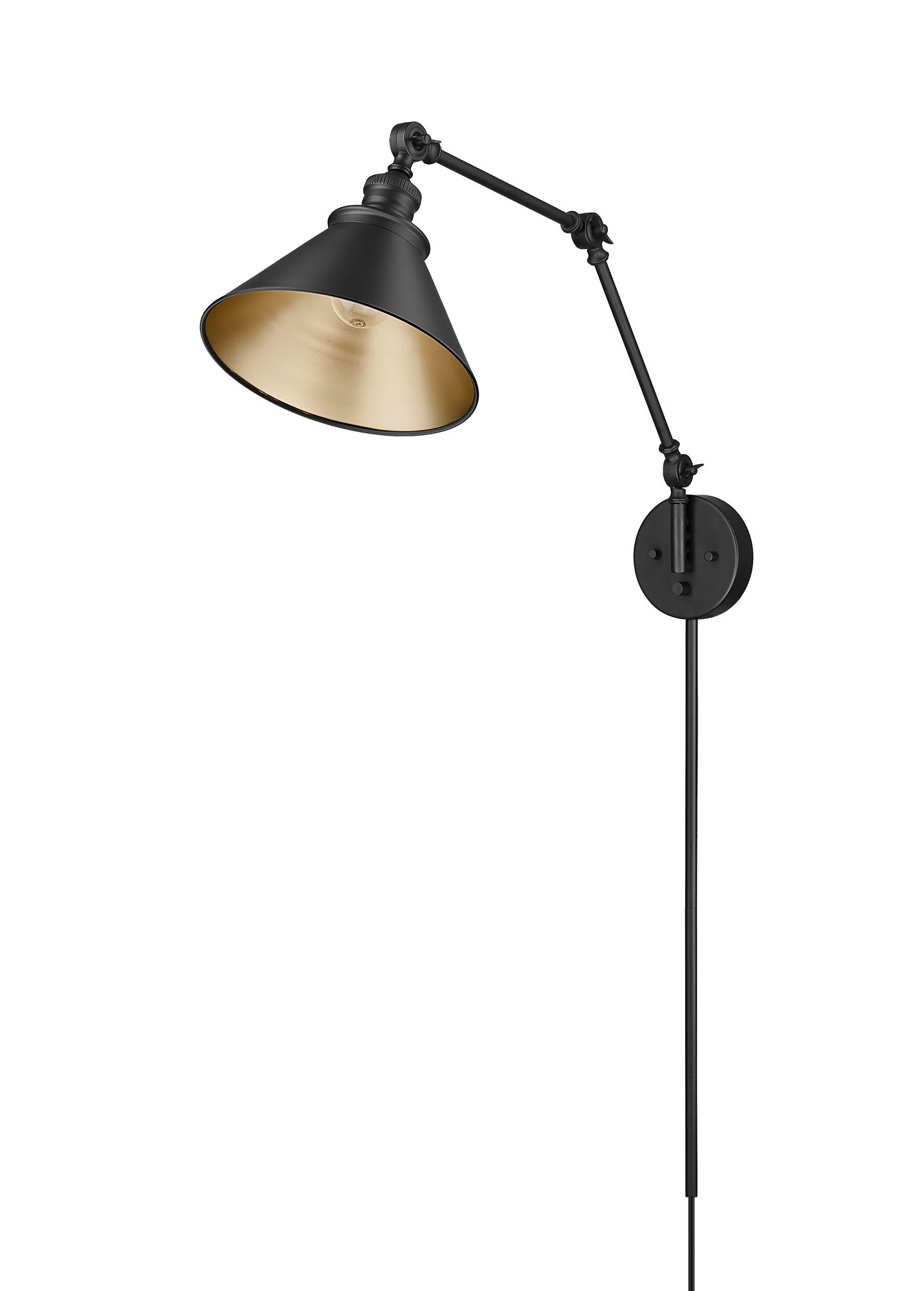 Image 5 Millennium Edward 1-Light 10" Matte Black Swing Arm Sconce with Metal Shade more views