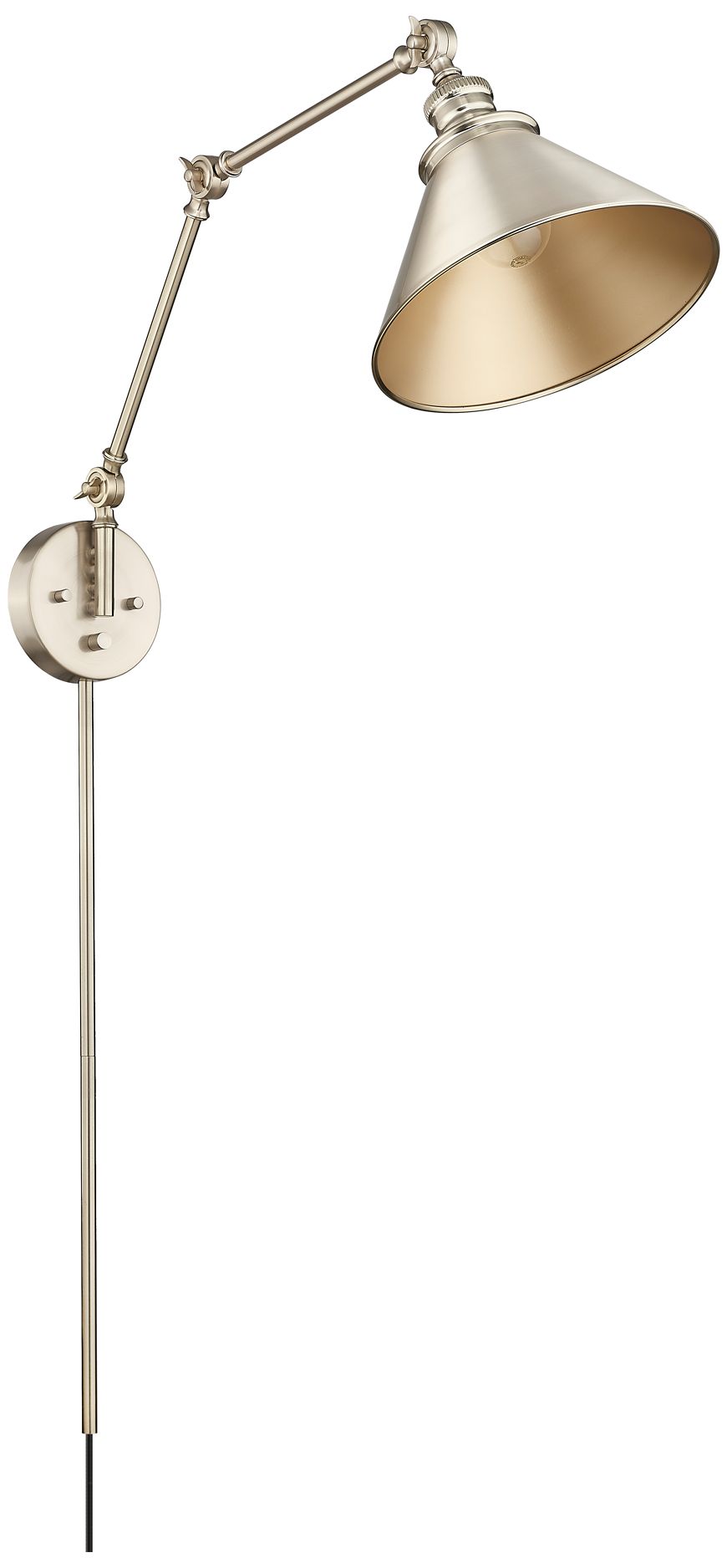 Image 2 Millennium Edward 1-Light 10" Modern Gold Swing Arm Sconce with Metal Shade