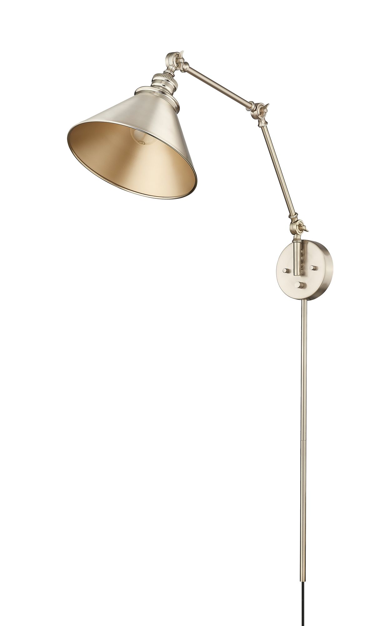 Image 3 Millennium Edward 1-Light 10" Modern Gold Swing Arm Sconce with Metal Shade more views