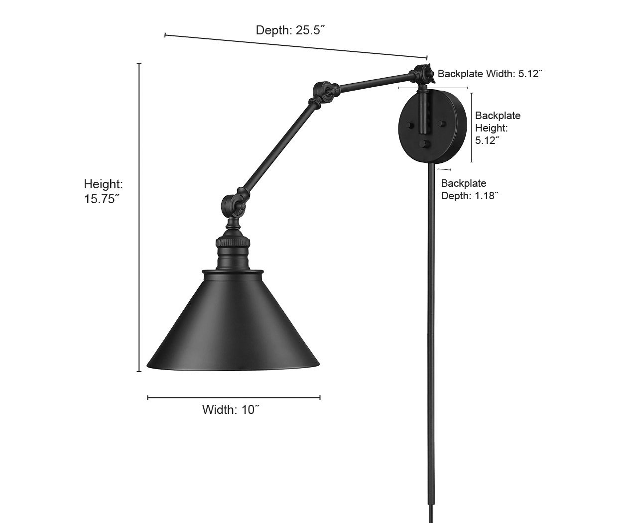 Image 6 Millennium Edward 1-Light 10" Modern Gold Swing Arm Sconce with Metal Shade more views