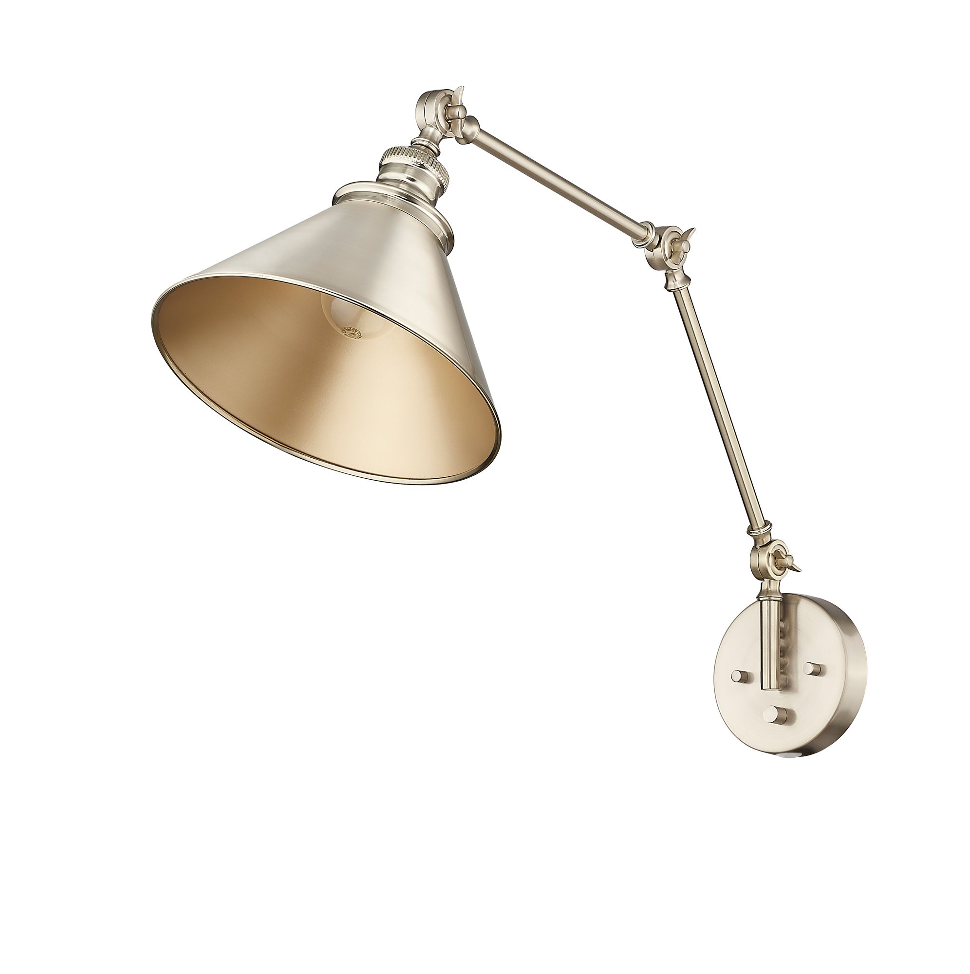 Image 7 Millennium Edward 1-Light 10" Modern Gold Swing Arm Sconce with Metal Shade more views