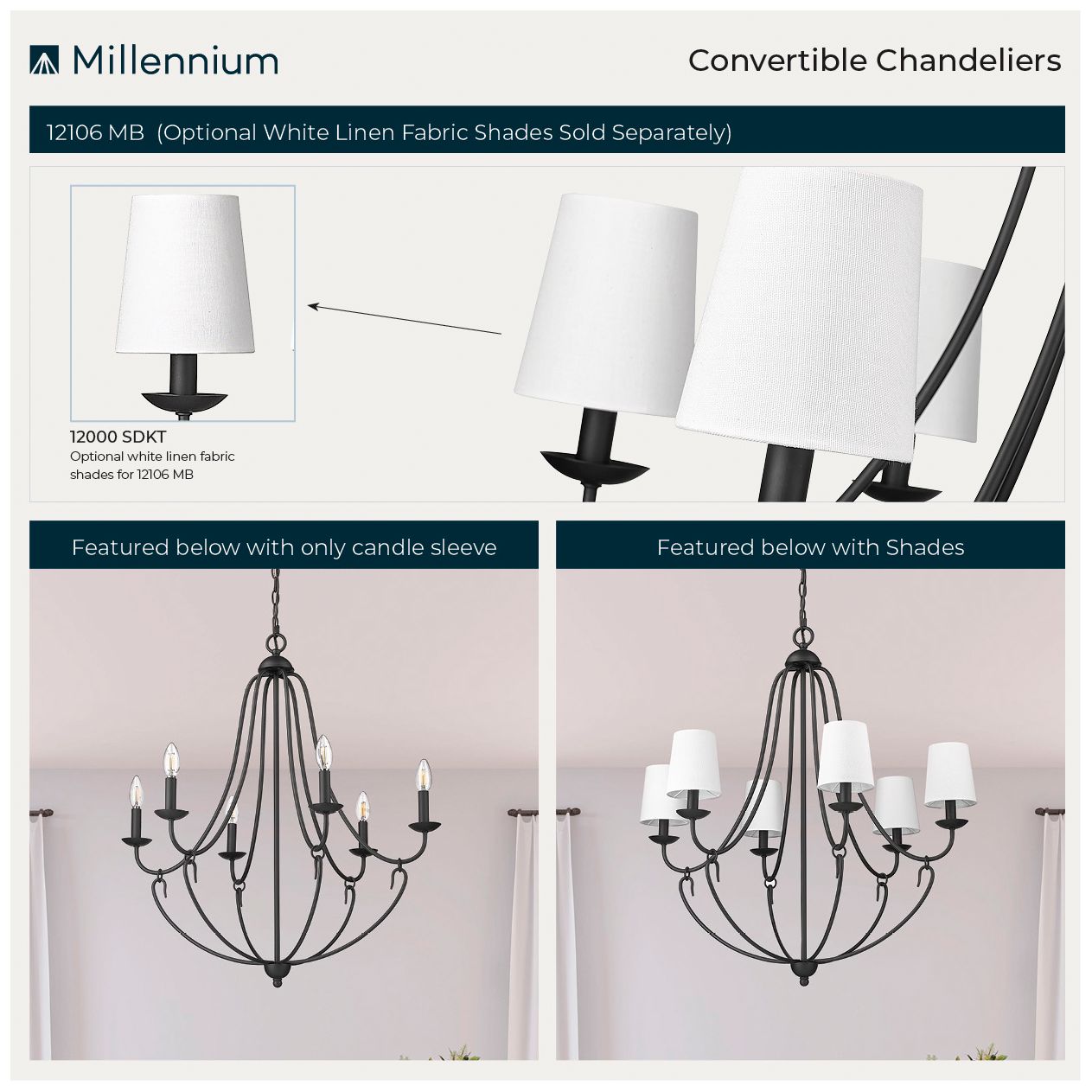 Image 5 Millennium Eisley Chandelier Ceiling Light  Black more views