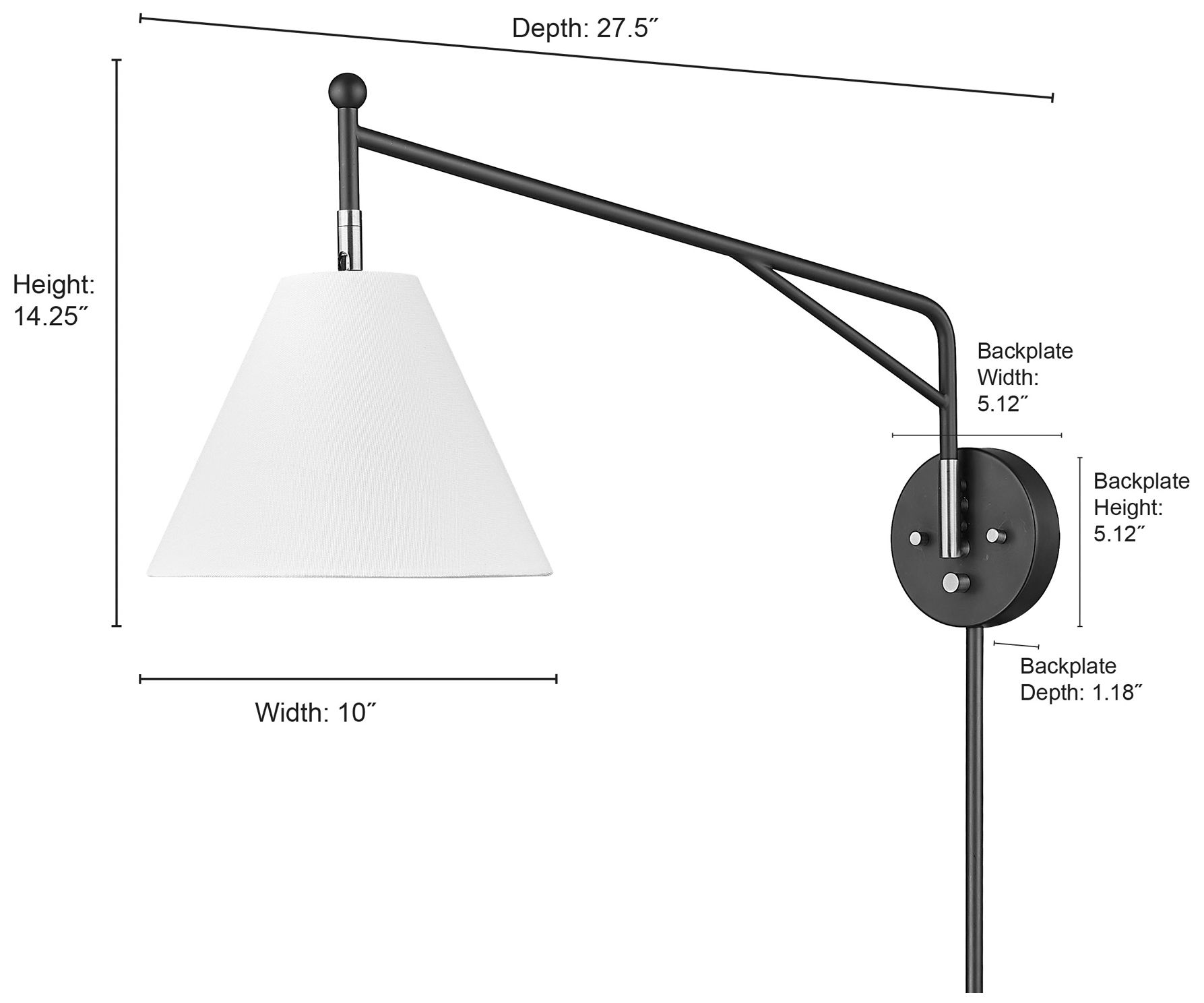 Image 4 Millennium Elane 1-Light 10" Matte Black/Vintage Brass Swing Arm Sconce more views