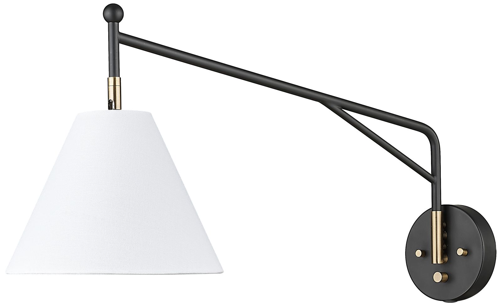 Image 6 Millennium Elane 1-Light 10" Matte Black/Vintage Brass Swing Arm Sconce more views