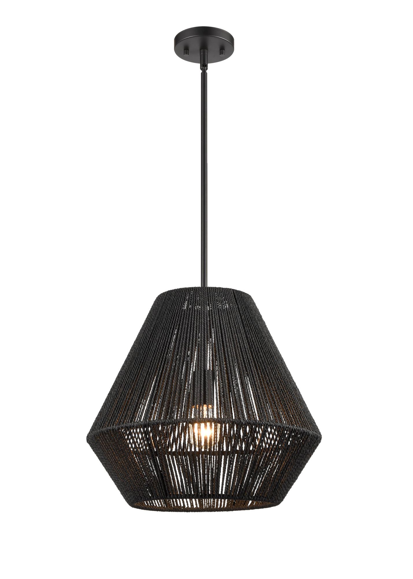 Image 4 Millennium Elise 1-Light 16" Matte Black Pendant with Black Rattan Shade more views