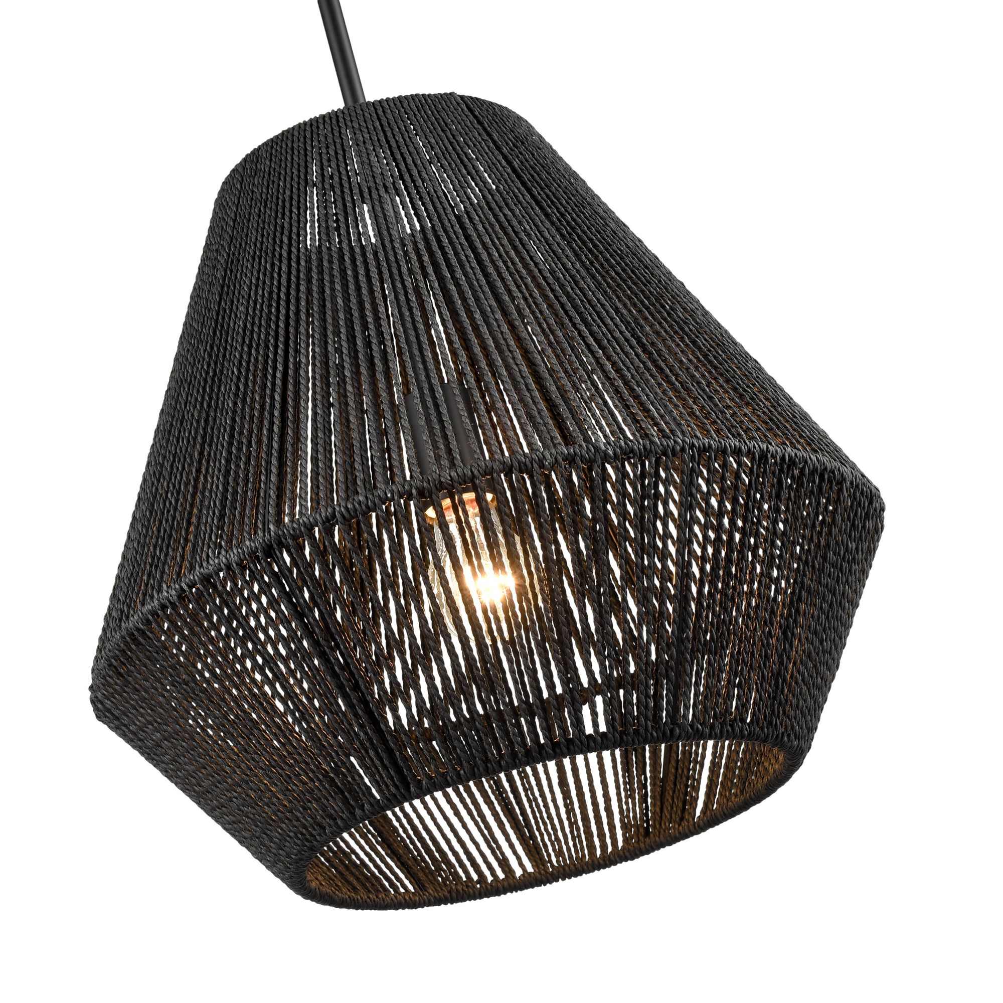 Image 5 Millennium Elise 1-Light 16" Matte Black Pendant with Black Rattan Shade more views