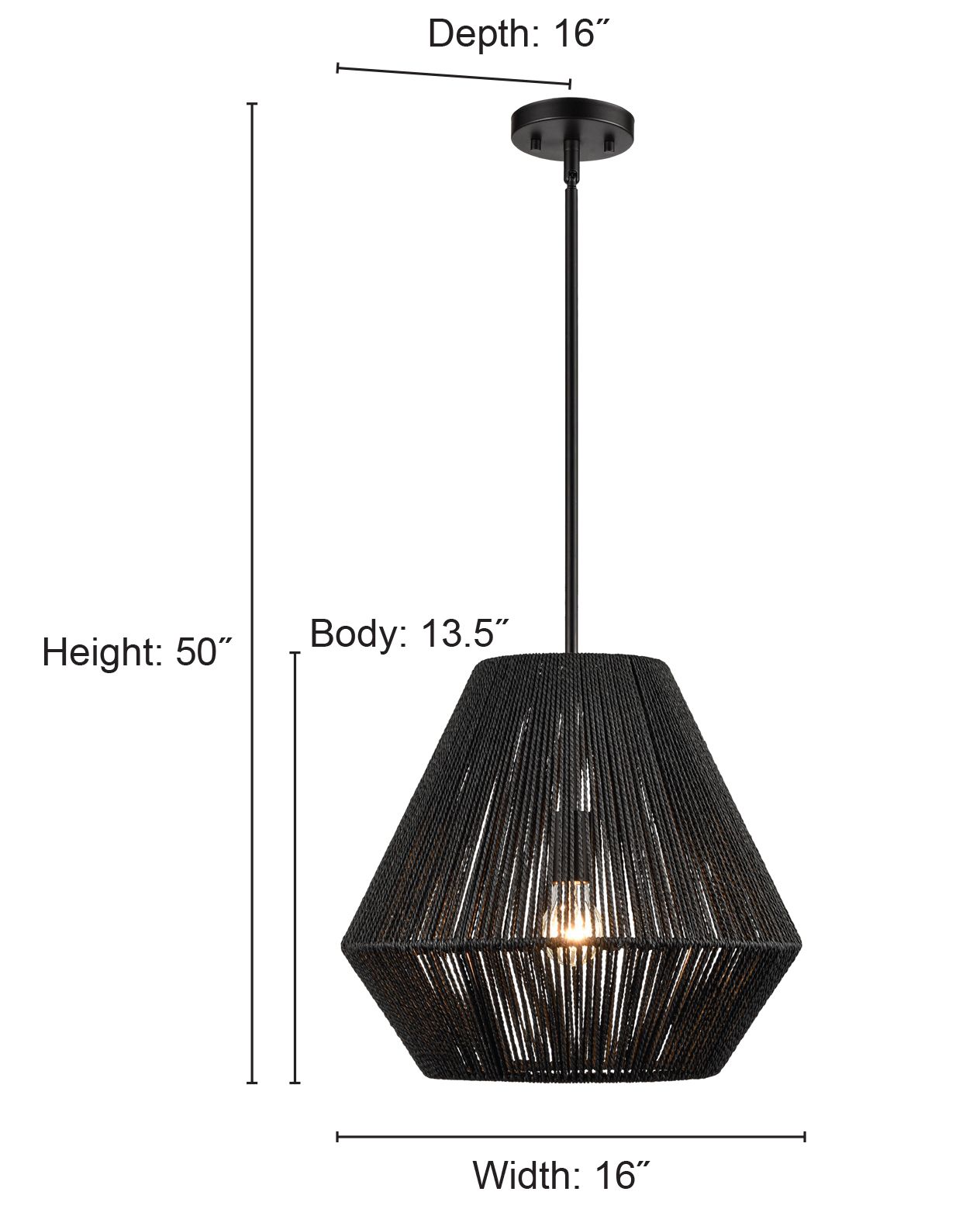 Image 6 Millennium Elise 1-Light 16" Matte Black Pendant with Black Rattan Shade more views