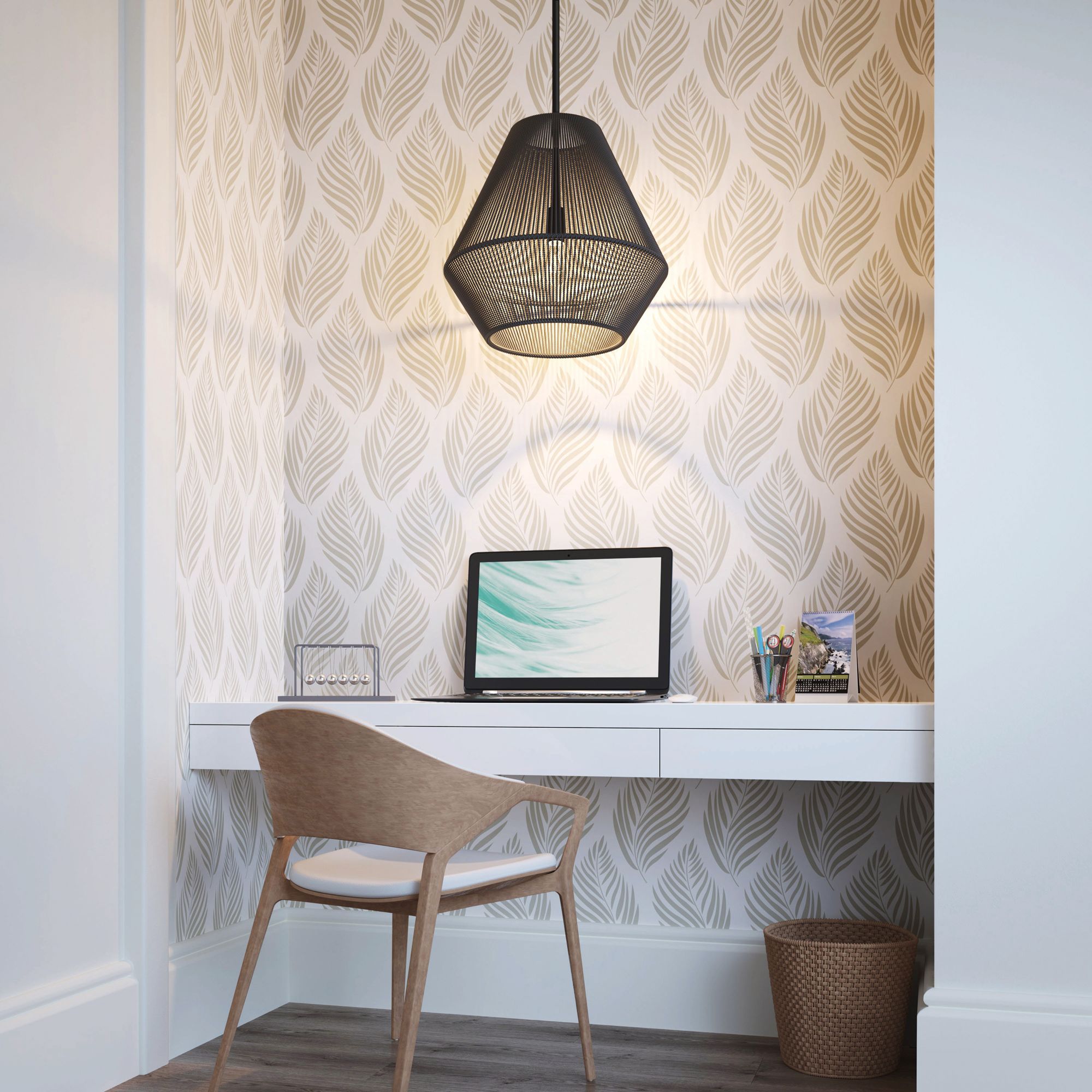 Image 7 Millennium Elise 1-Light 16" Matte Black Pendant with Black Rattan Shade more views