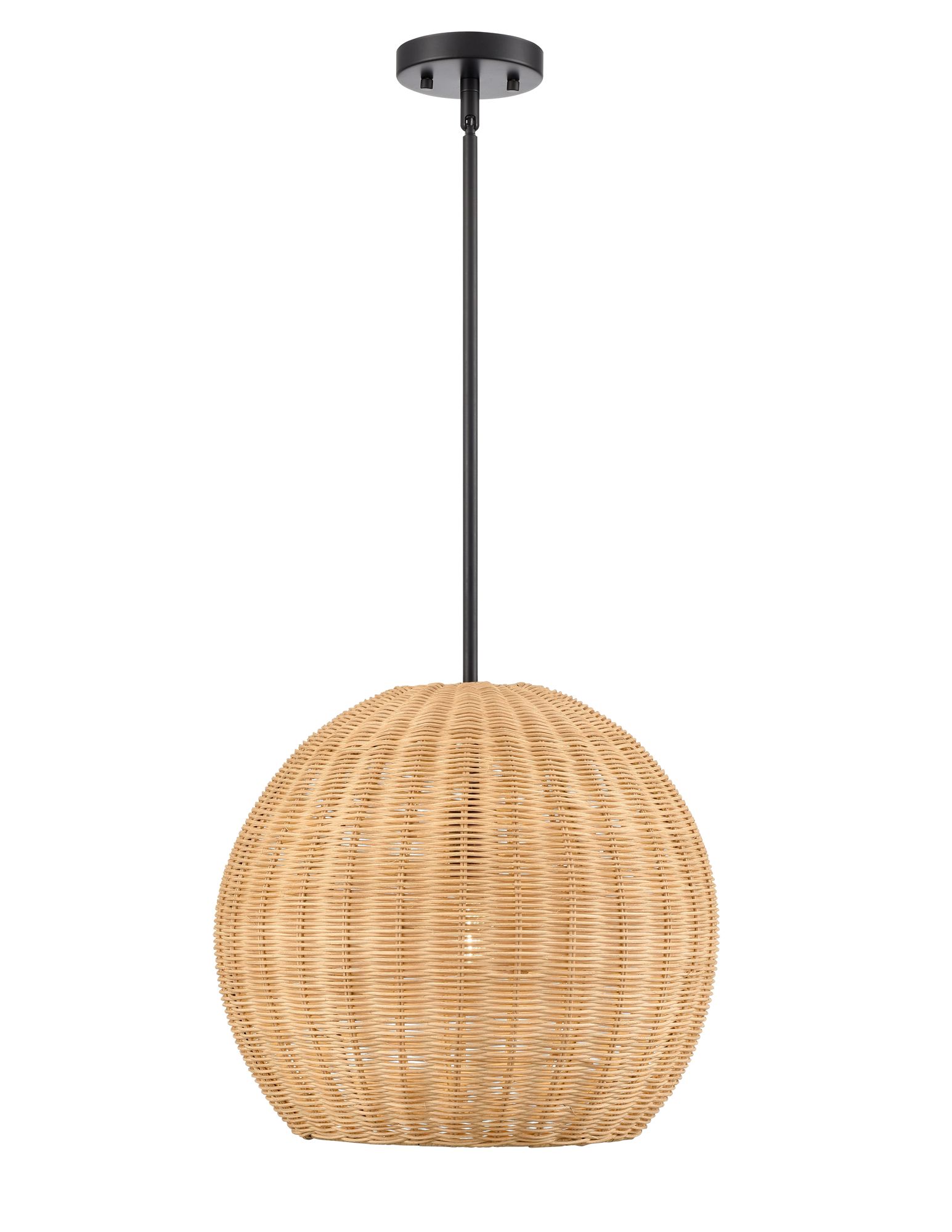 Image 2 Millennium Elise 1-Light 16" Matte Black Pendant with Rattan Shade more views