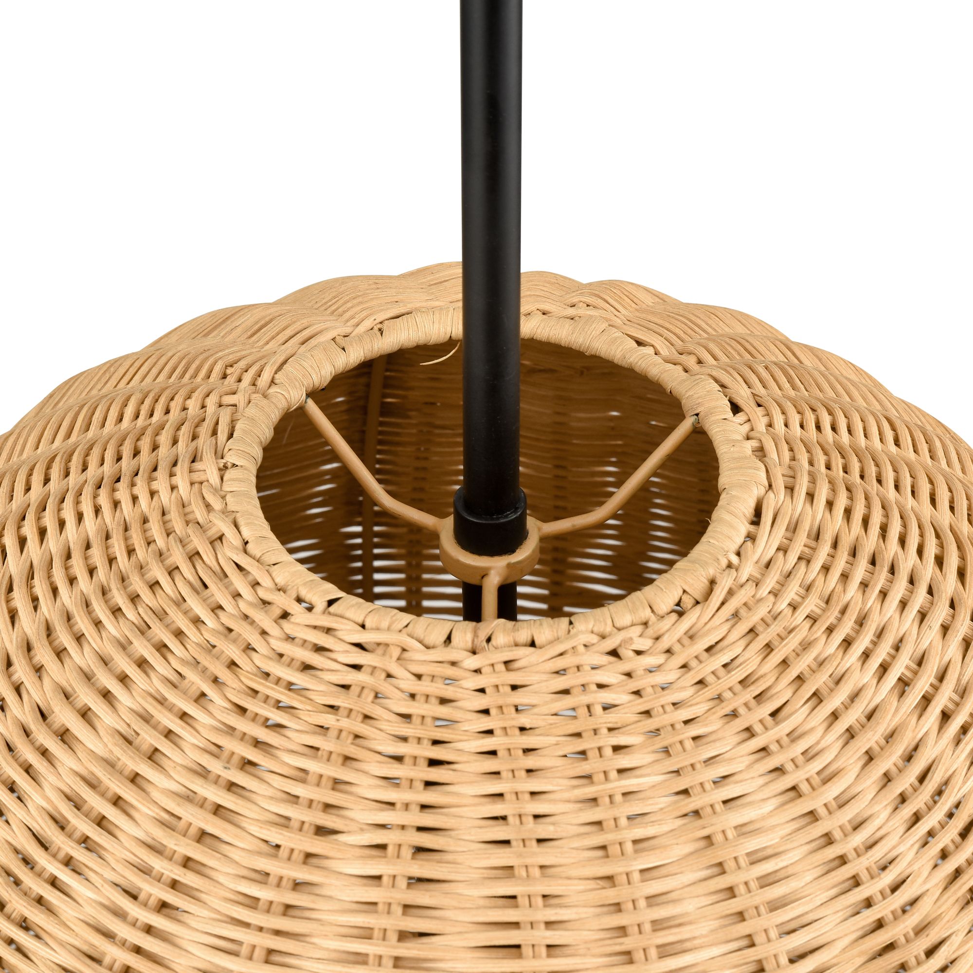 Image 4 Millennium Elise 1-Light 16" Matte Black Pendant with Rattan Shade more views