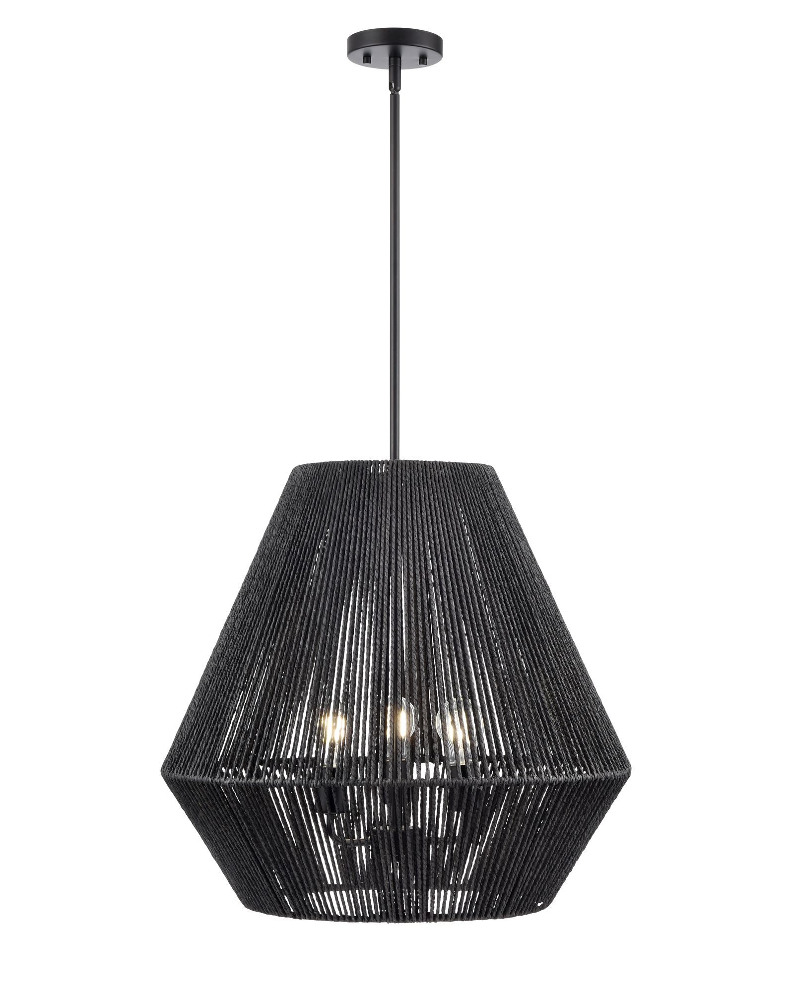 Image 4 Millennium Elise 3-Light 22" Matte Black Pendant with Rattan Shade more views