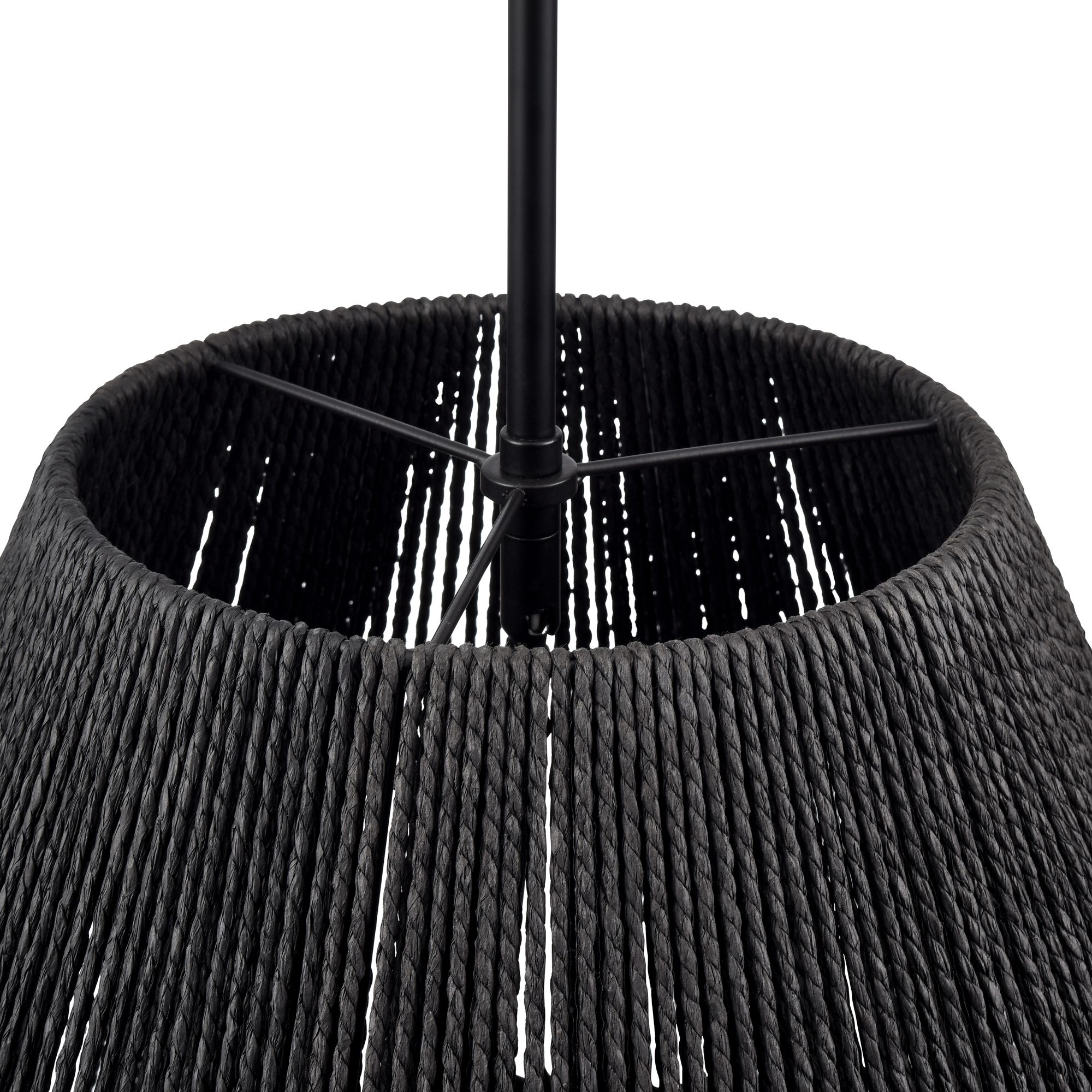 Image 6 Millennium Elise 3-Light 22" Matte Black Pendant with Rattan Shade more views