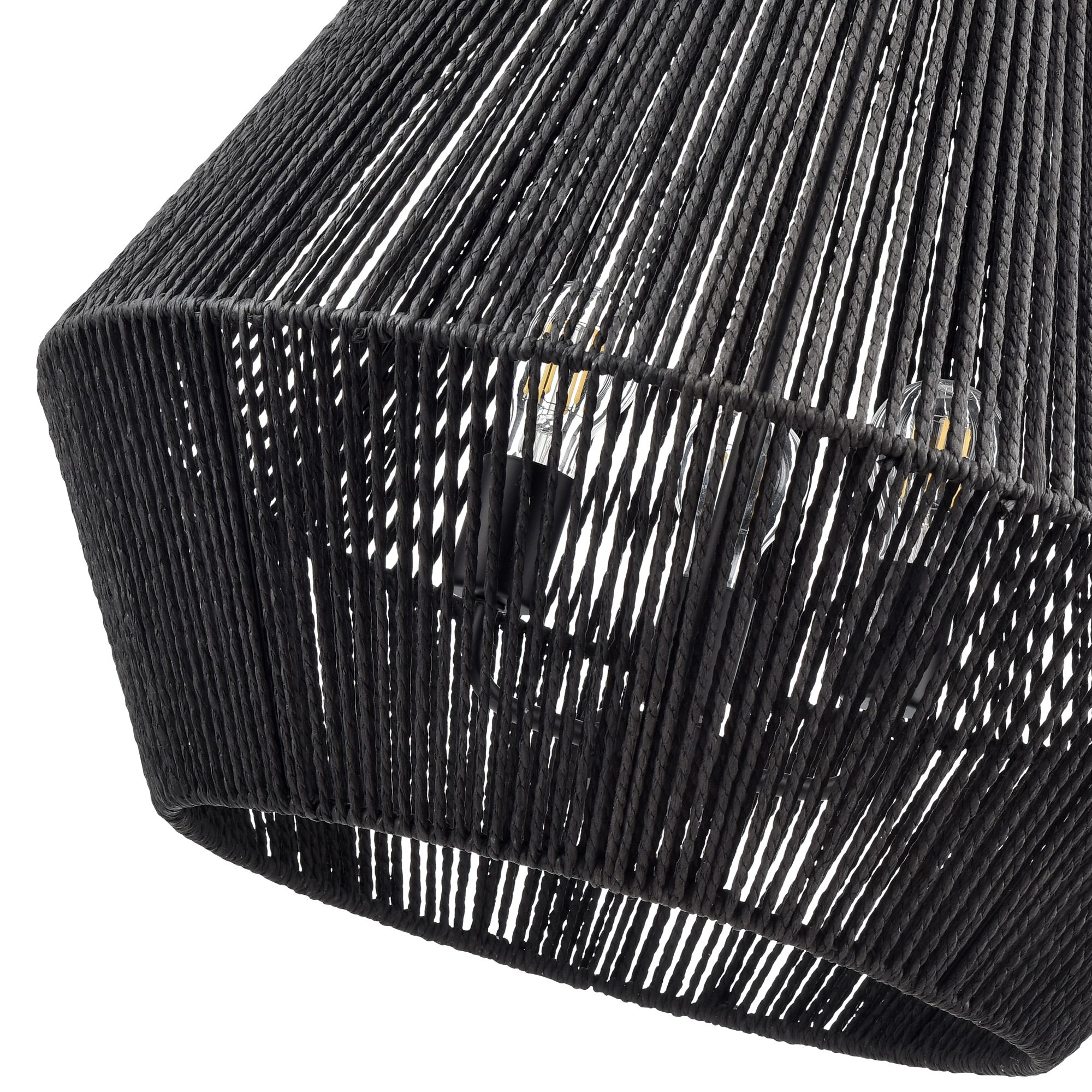 Image 7 Millennium Elise 3-Light 22" Matte Black Pendant with Rattan Shade more views