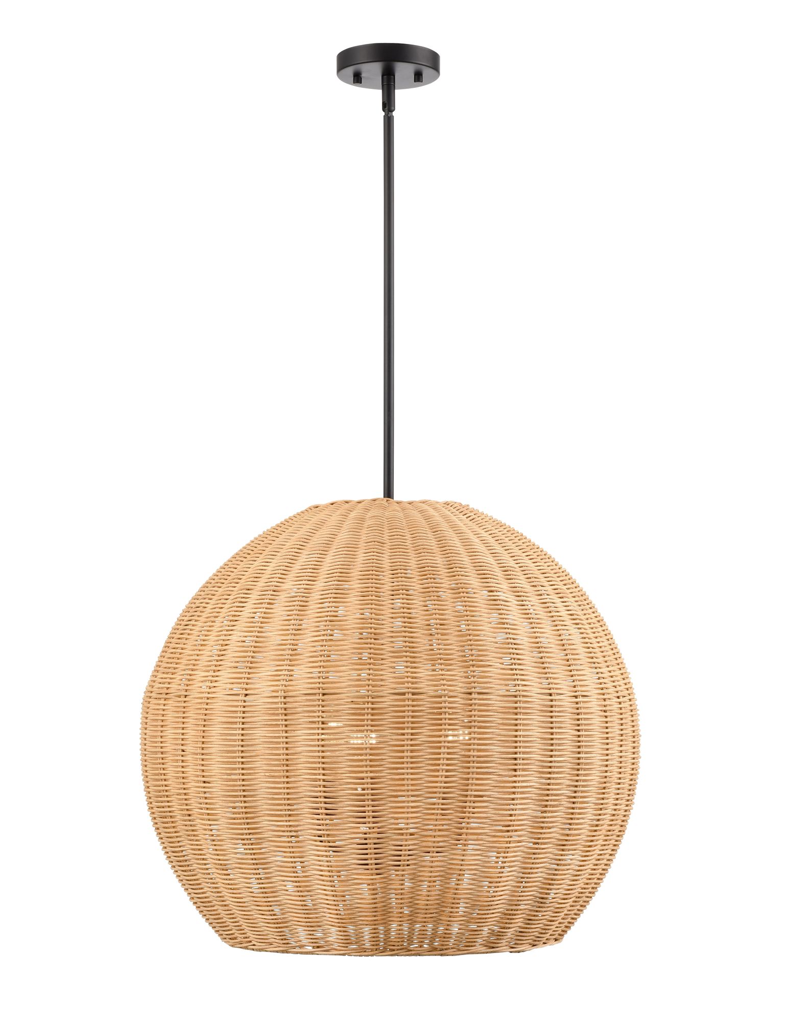 Image 2 Millennium Elise 3-Light 22" Matte Black Pendant with Rattan Shade more views