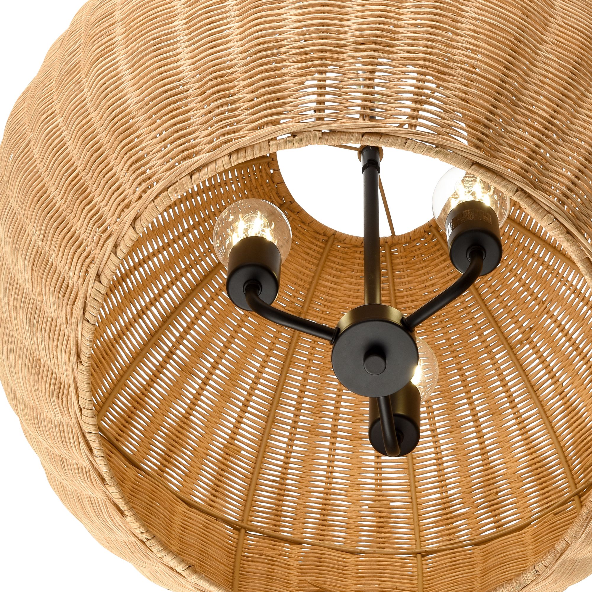 Image 3 Millennium Elise 3-Light 22" Matte Black Pendant with Rattan Shade more views