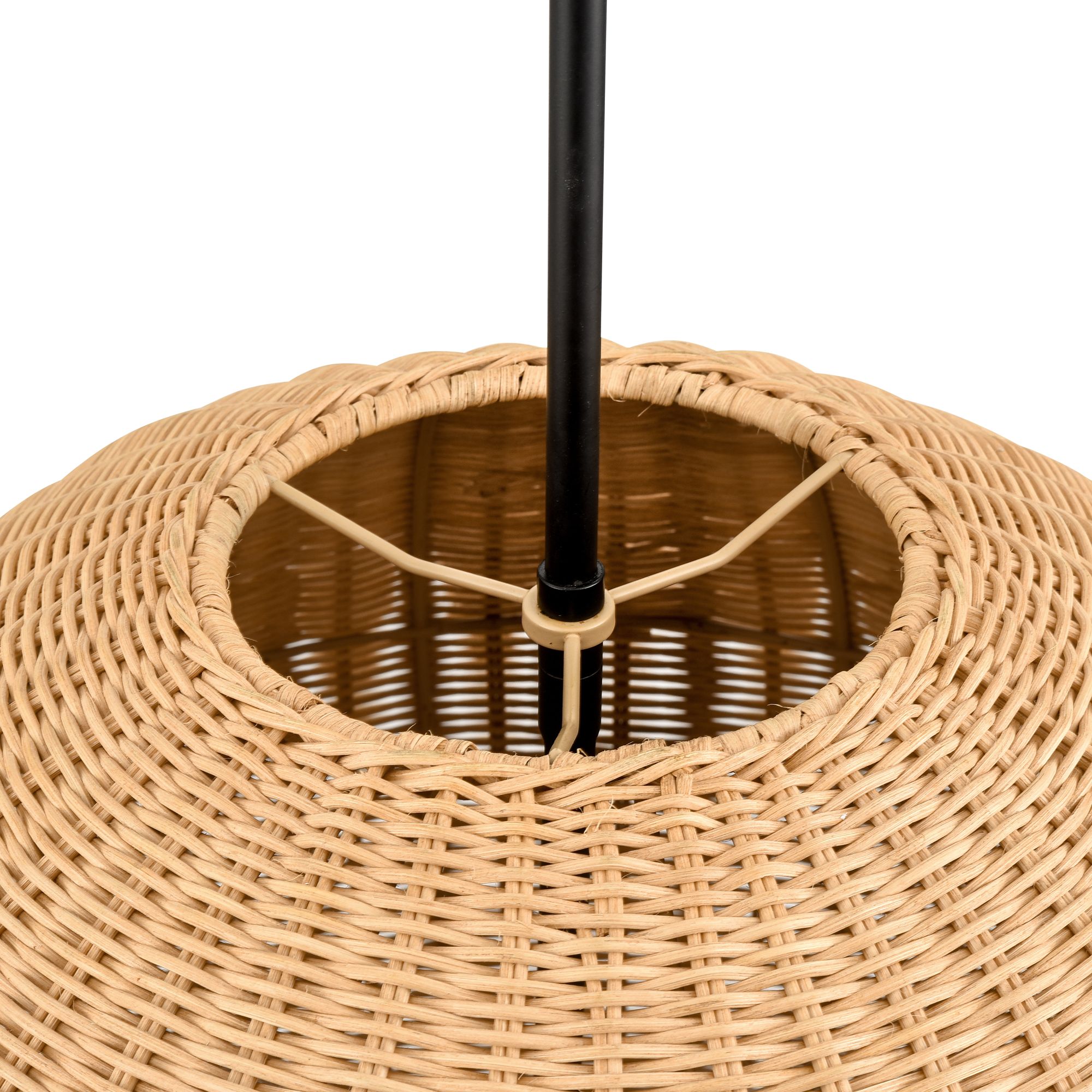 Image 4 Millennium Elise 3-Light 22" Matte Black Pendant with Rattan Shade more views