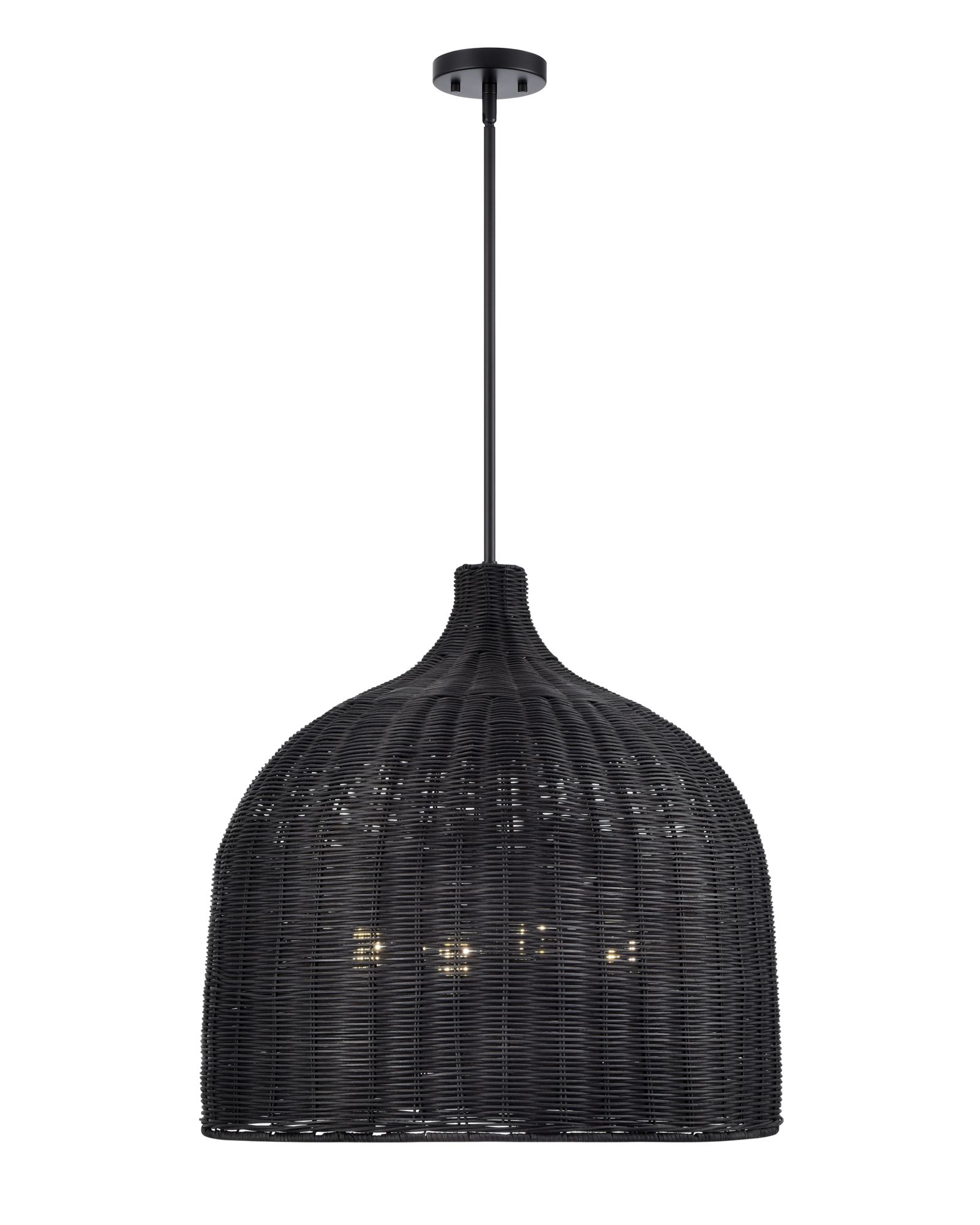 Image 2 Millennium Elise 4-Light 24.25" Matte Black Pendant with Rattan Shade more views