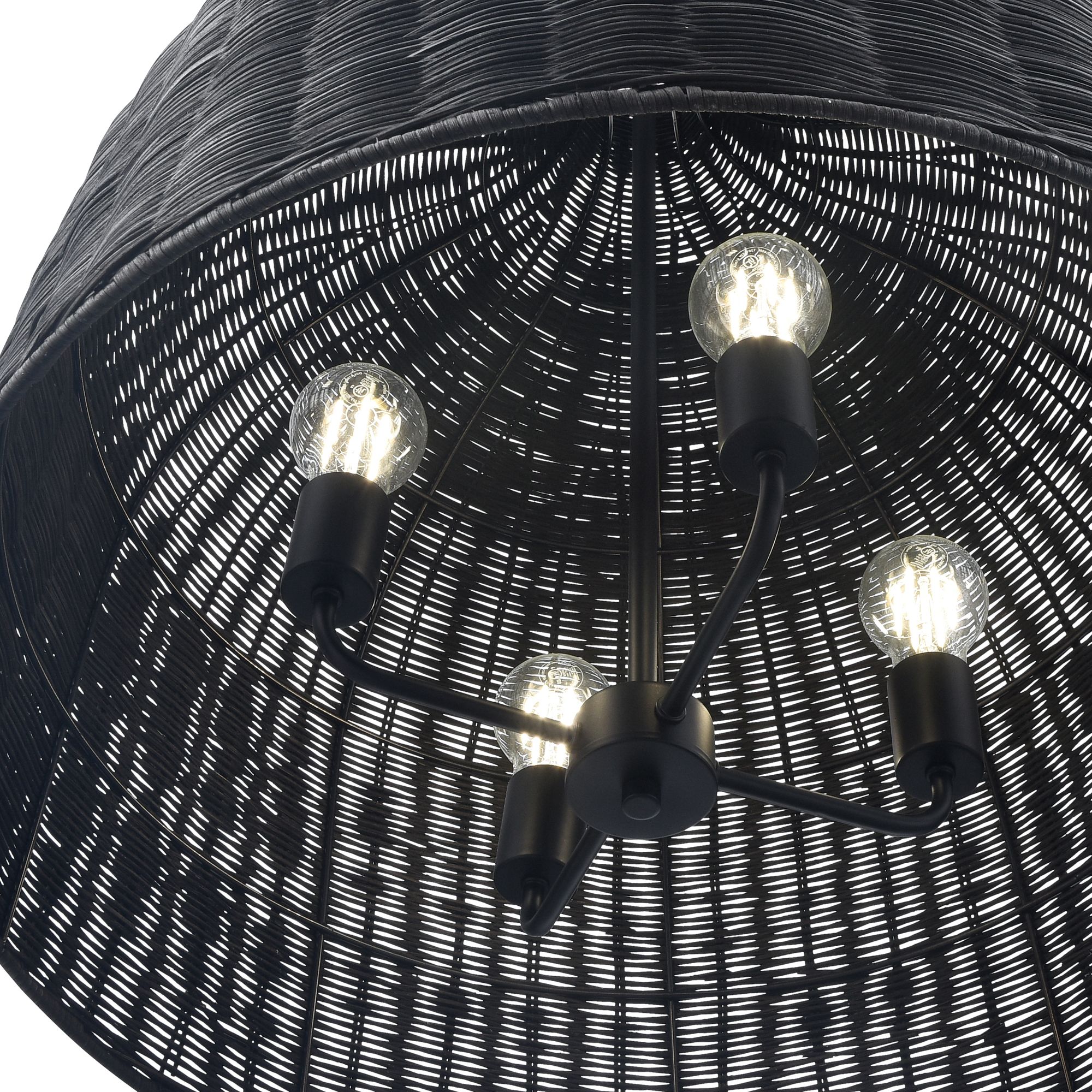 Image 3 Millennium Elise 4-Light 24.25" Matte Black Pendant with Rattan Shade more views