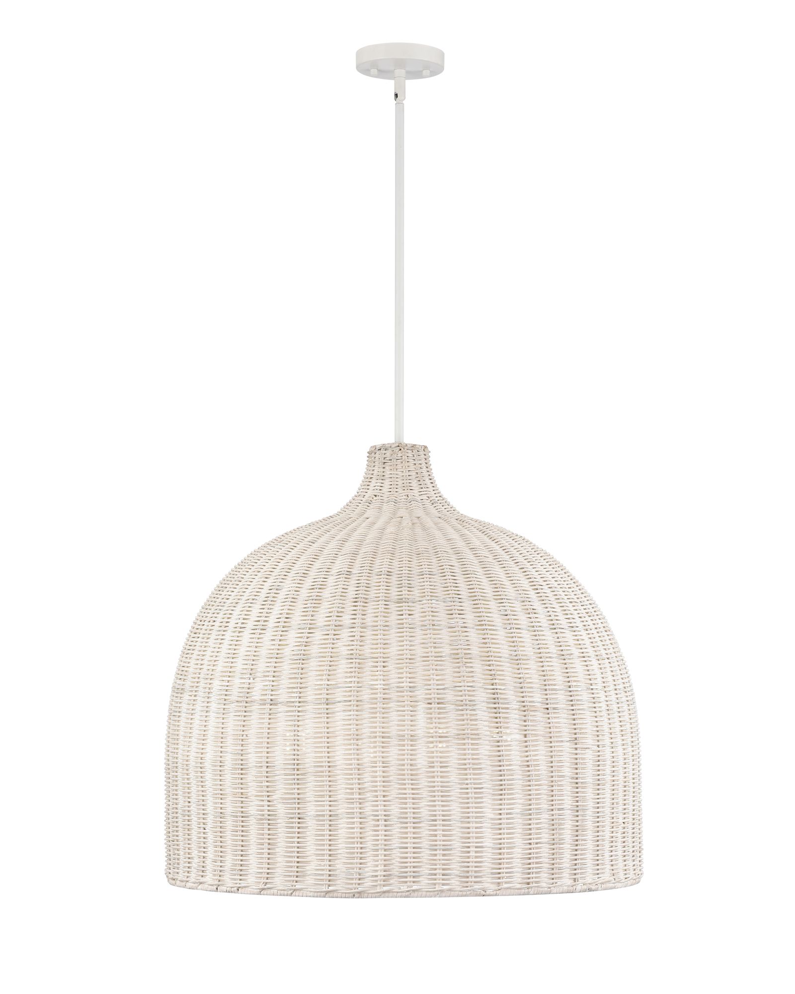 Image 2 Millennium Elise 4-Light 24.25" Textured White Pendant with Rattan Shade more views