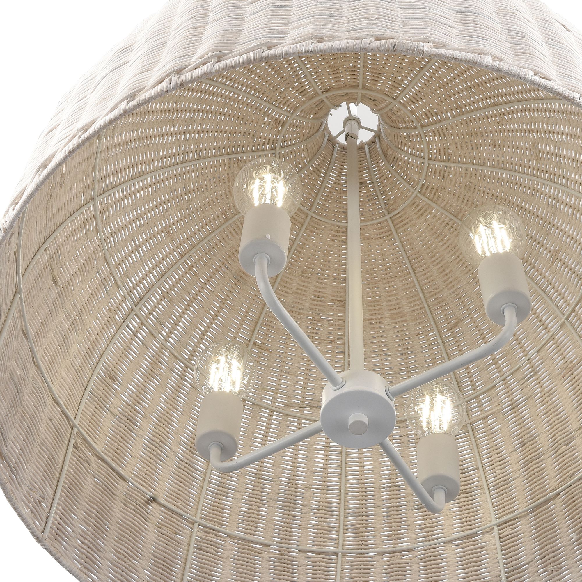 Image 3 Millennium Elise 4-Light 24.25" Textured White Pendant with Rattan Shade more views