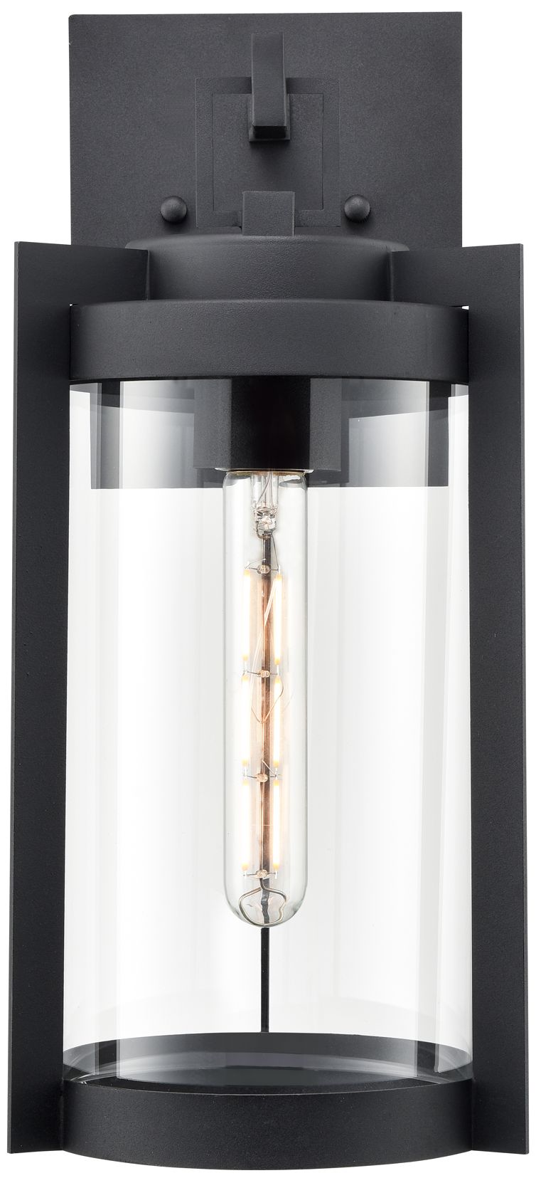 Millennium Ellway 1-Light 16" Textured Black Outdoor Wall Sconce with Shade