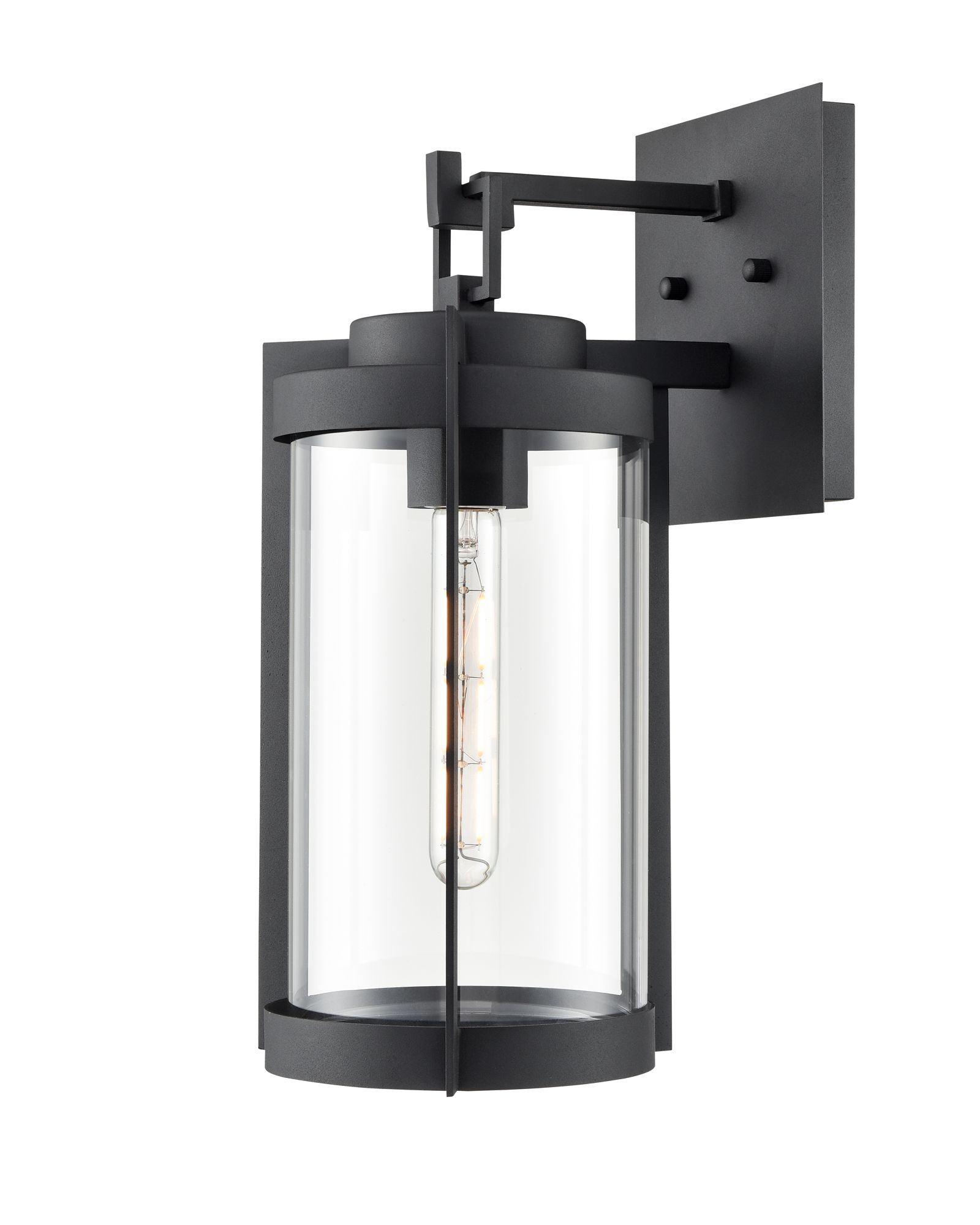 Image 2 Millennium Ellway 1-Light 16" Textured Black Outdoor Wall Sconce with Shade more views