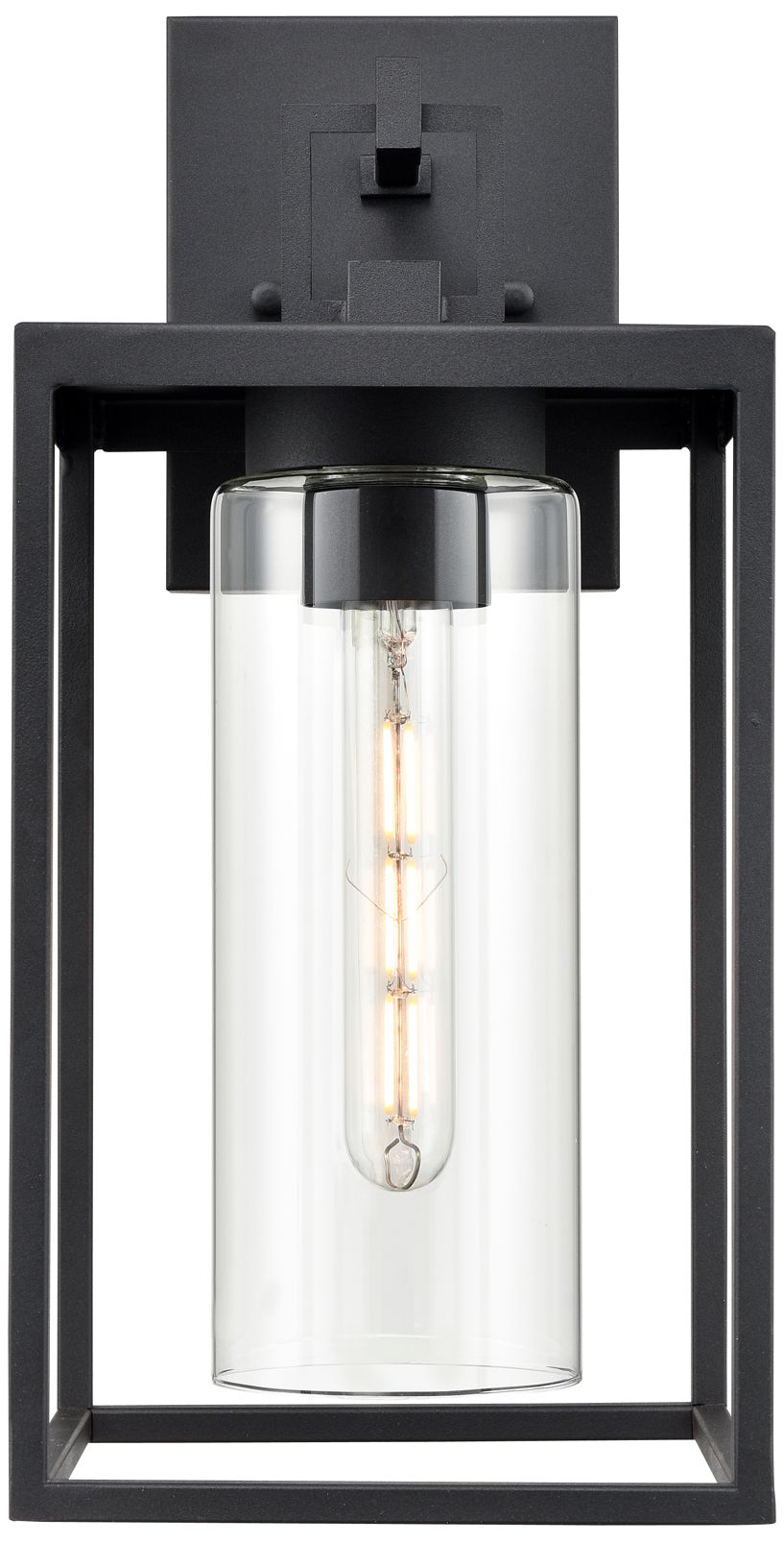 Millennium Ellway 1-Light 16" Textured Black Outdoor Wall Sconce with Shade