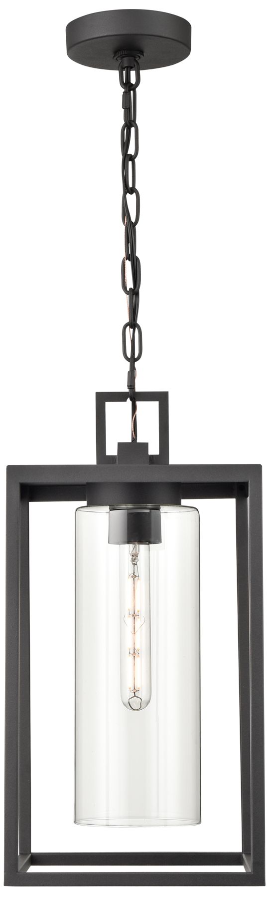 Millennium Ellway 1-Light 17.75" Textured Black Outdoor Hanging Lantern