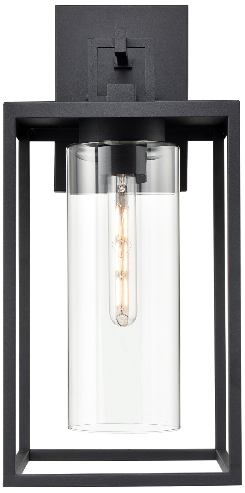 Thumbnail1 of Millennium Ellway 1-Light 20" Textured Black Outdoor Wall Sconce with Shade