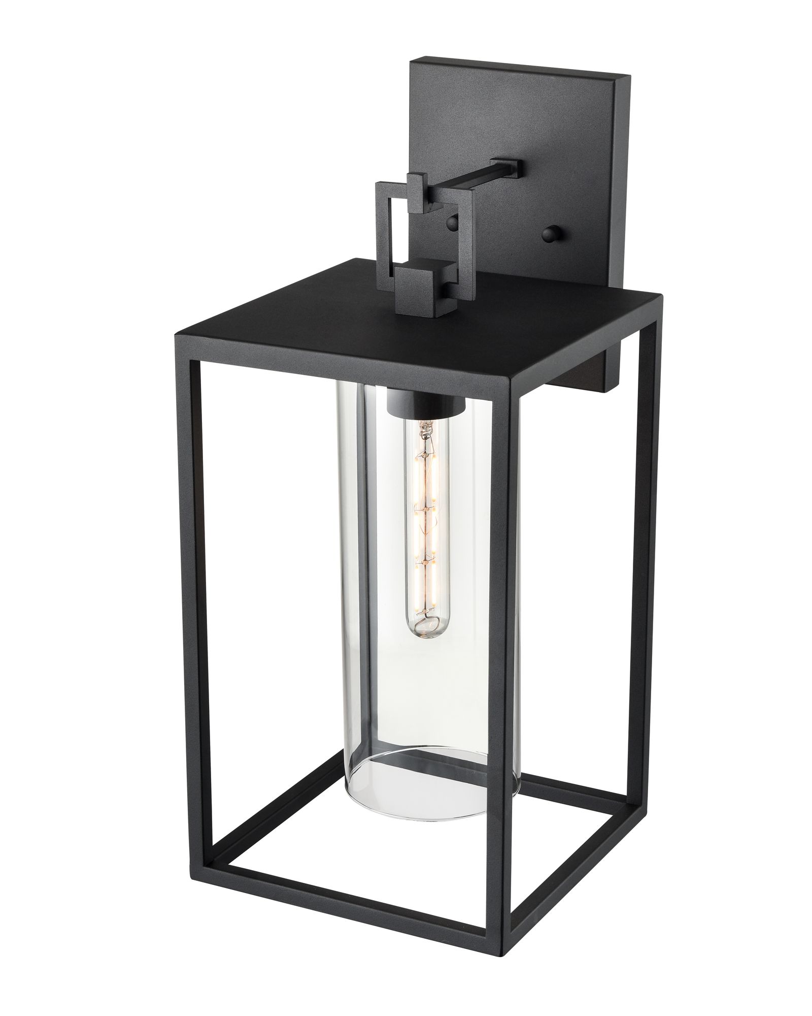 Millennium Ellway 1-Light 20" Textured Black Outdoor Wall Sconce with Shade