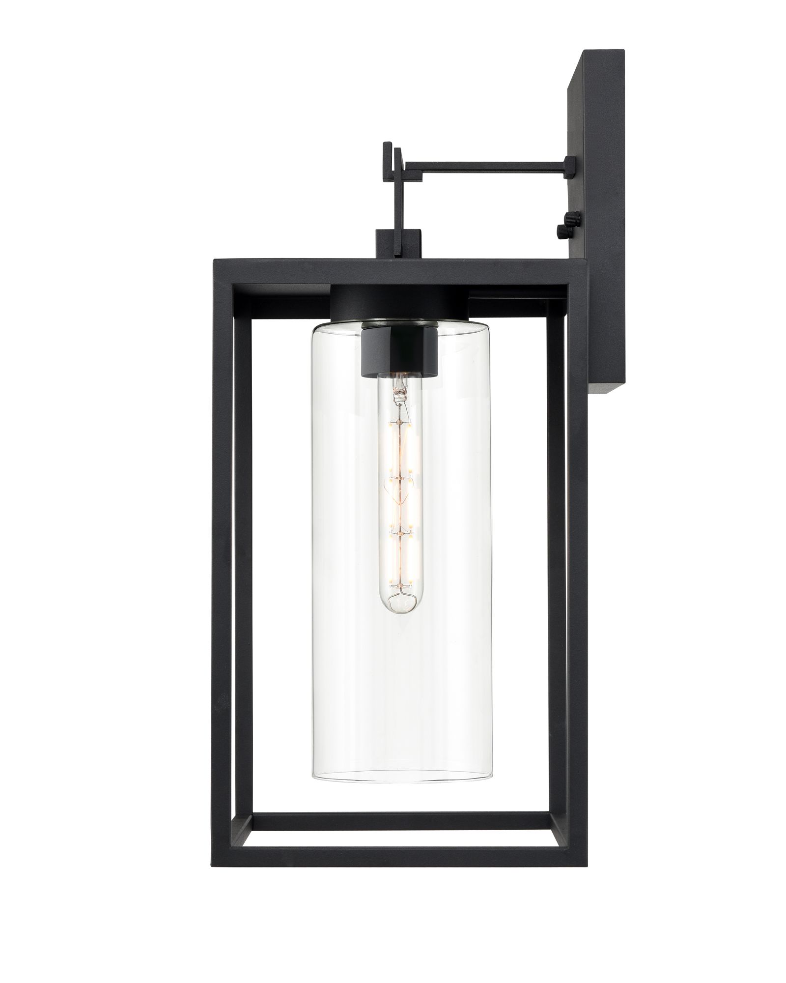 Millennium Ellway 1-Light 20" Textured Black Outdoor Wall Sconce with Shade