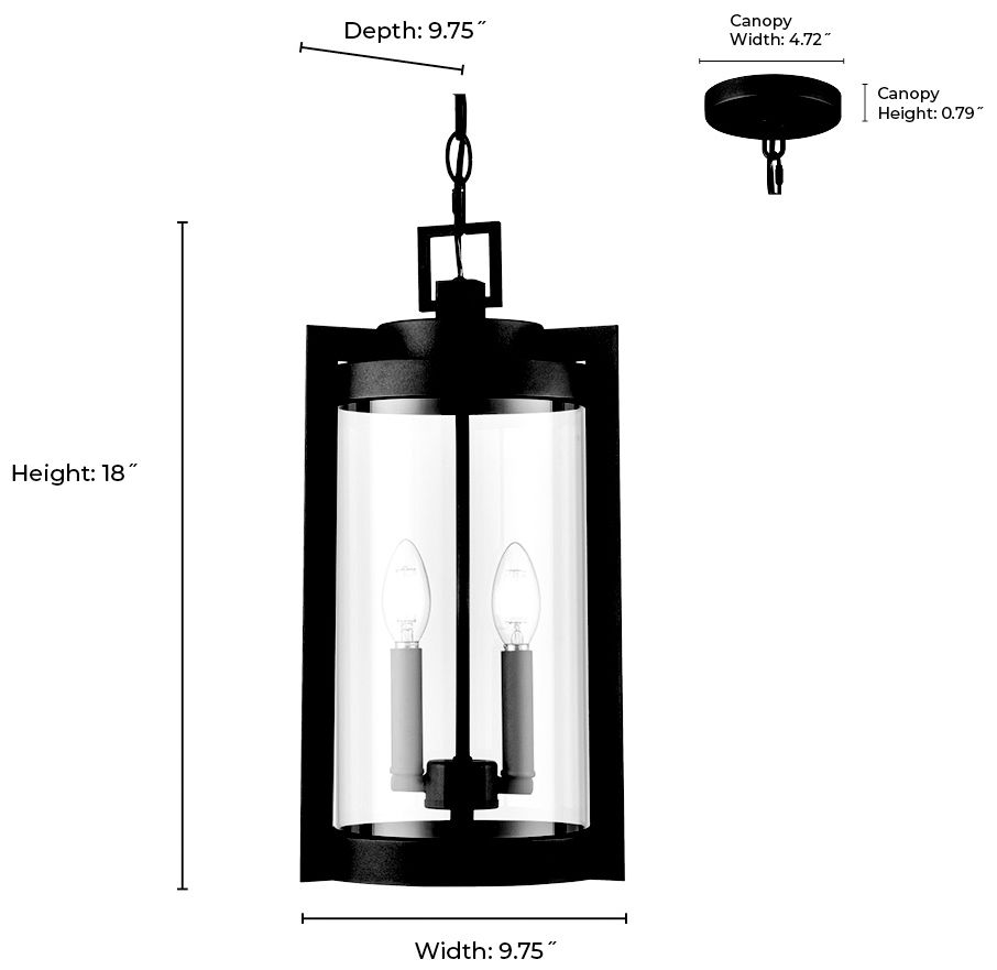 Millennium Ellway Outdoor Hanging Lantern Textured Black