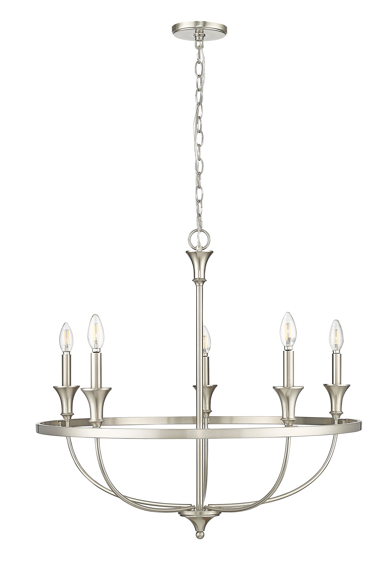 Thumbnail2 of Millennium Emery 5-Light 29.1" Brushed Nickel Chandelier more views