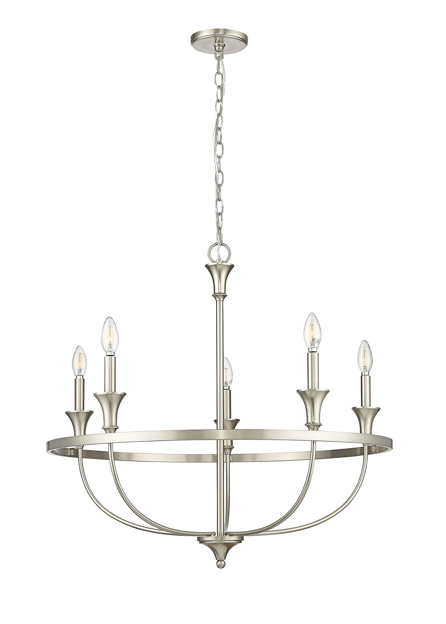 Thumbnail3 of Millennium Emery 5-Light 29.1" Brushed Nickel Chandelier more views