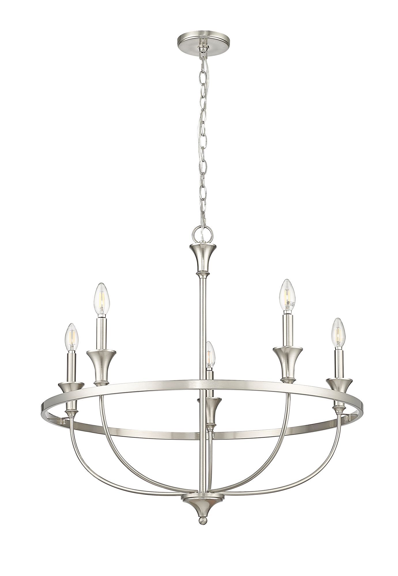 Thumbnail4 of Millennium Emery 5-Light 29.1" Brushed Nickel Chandelier more views