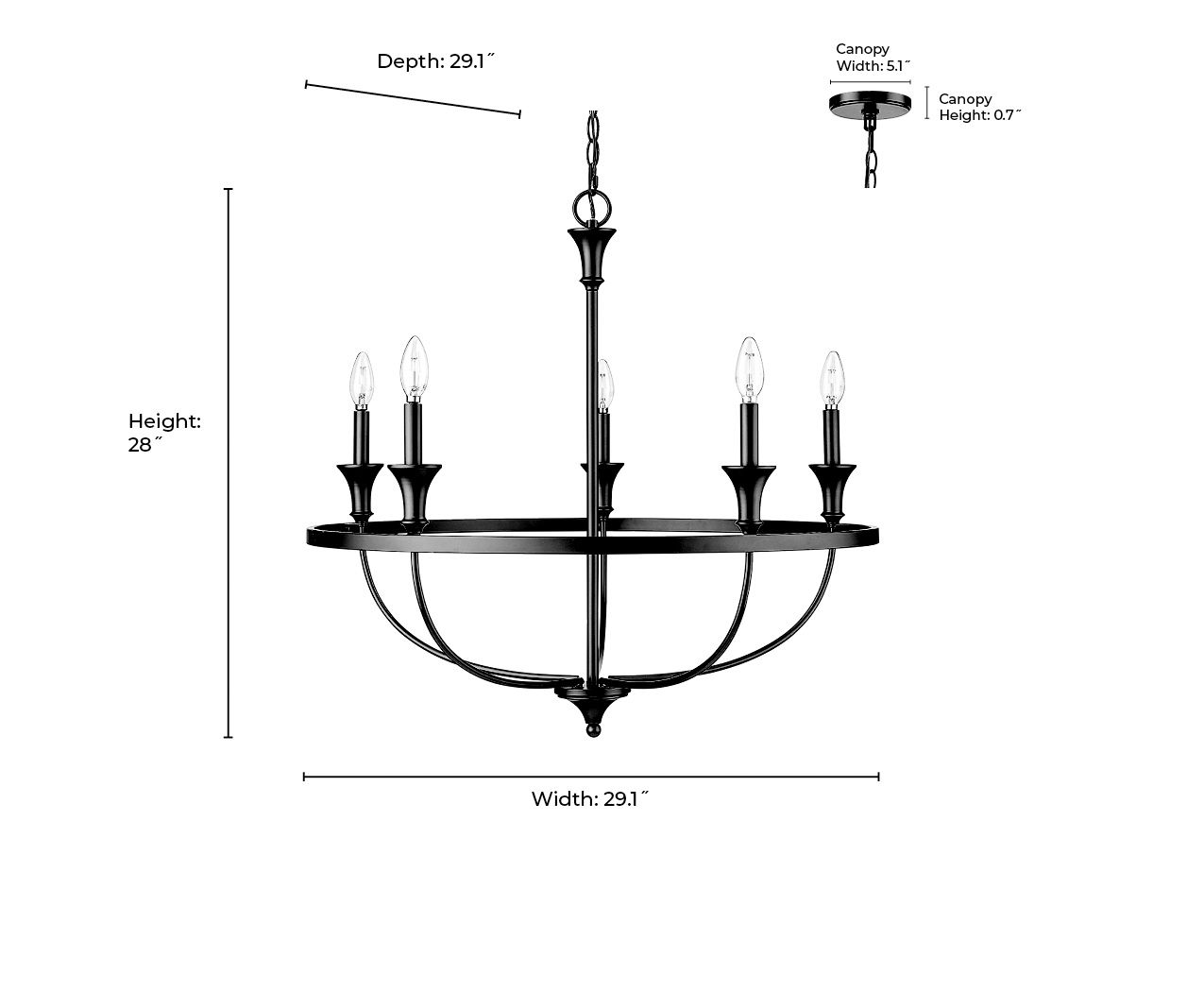 Millennium Emery 5-Light 29.1" Brushed Nickel Chandelier