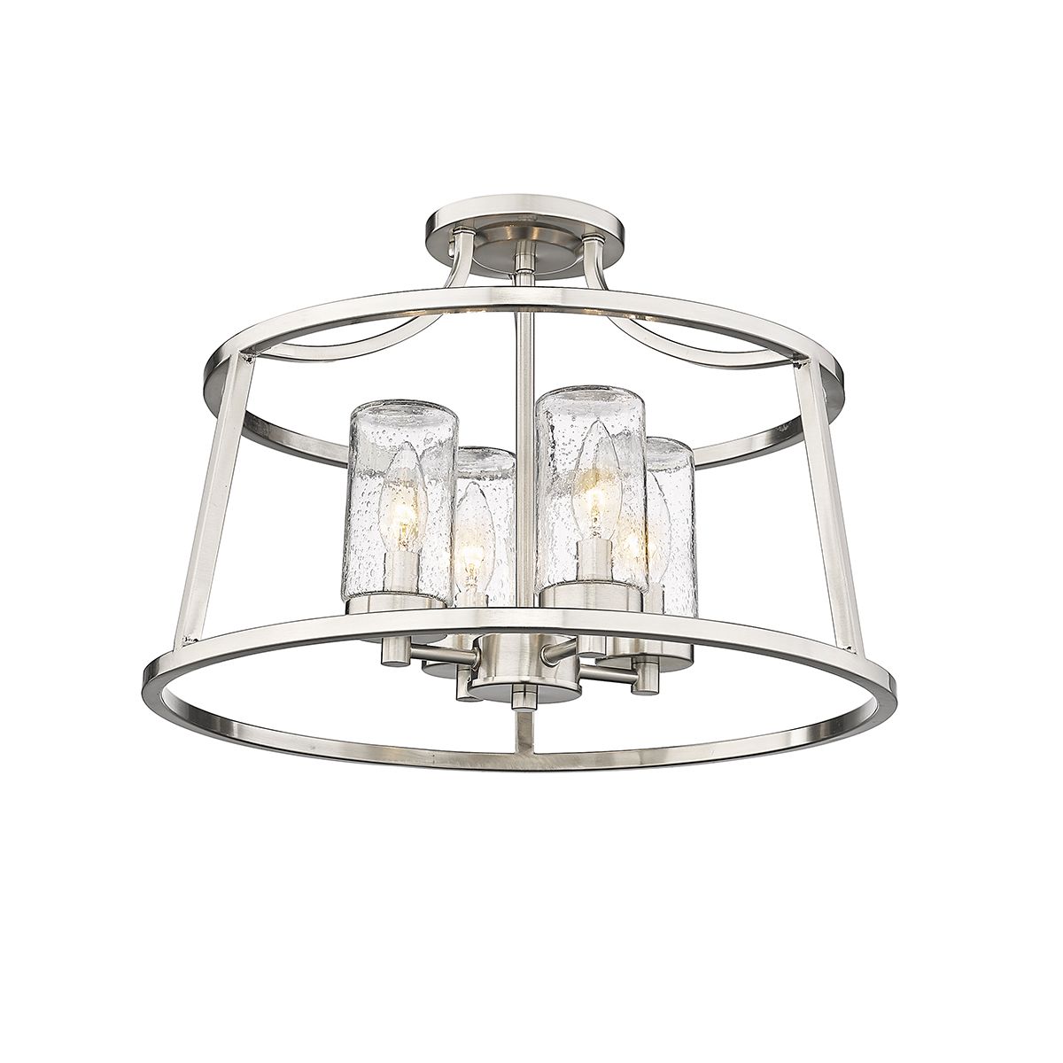 Image 3 Millennium Errol 4-Light 17.99" Brushed Nickel Semi-Flush with Glass S more views