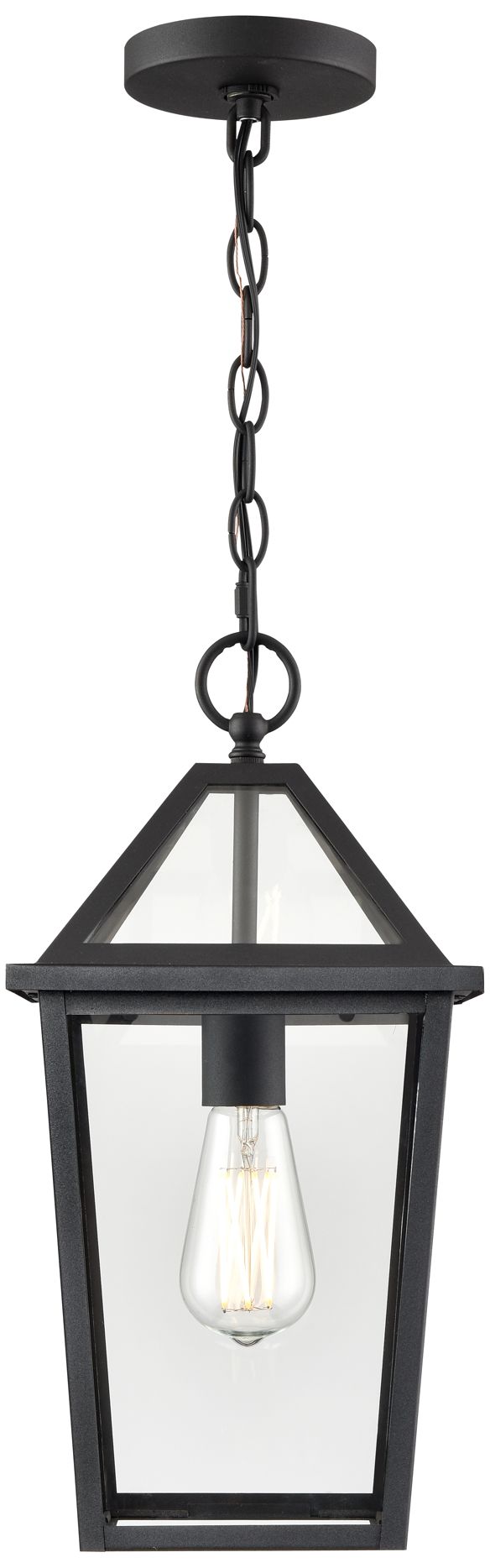 Millennium Eston 1-Light 16.38" Textured Black Outdoor Hanging Lantern