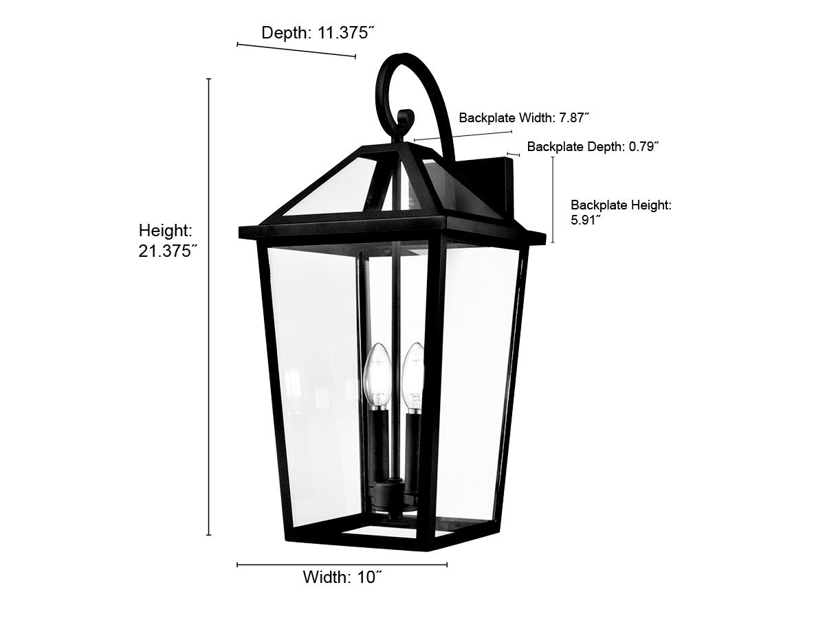 Millennium Eston 2-Light 21.38" Textured Black Outdoor Wall Sconce