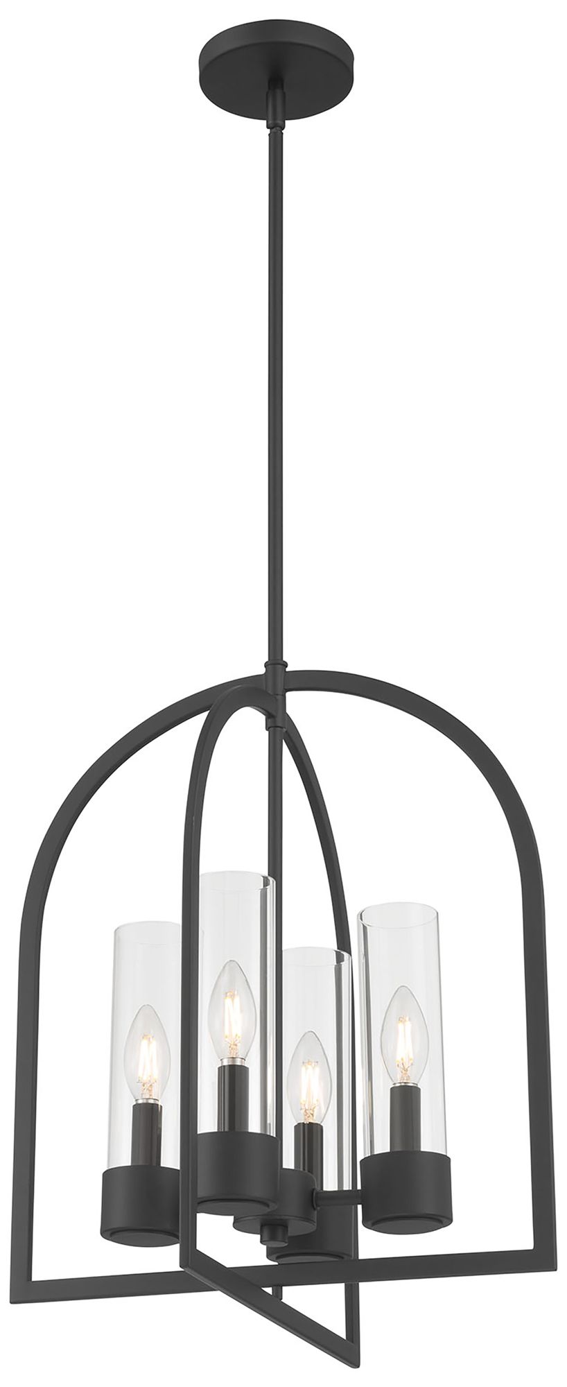 Millennium Evandrel 4-Light 16" Matte Black Pendant with Glass Shade