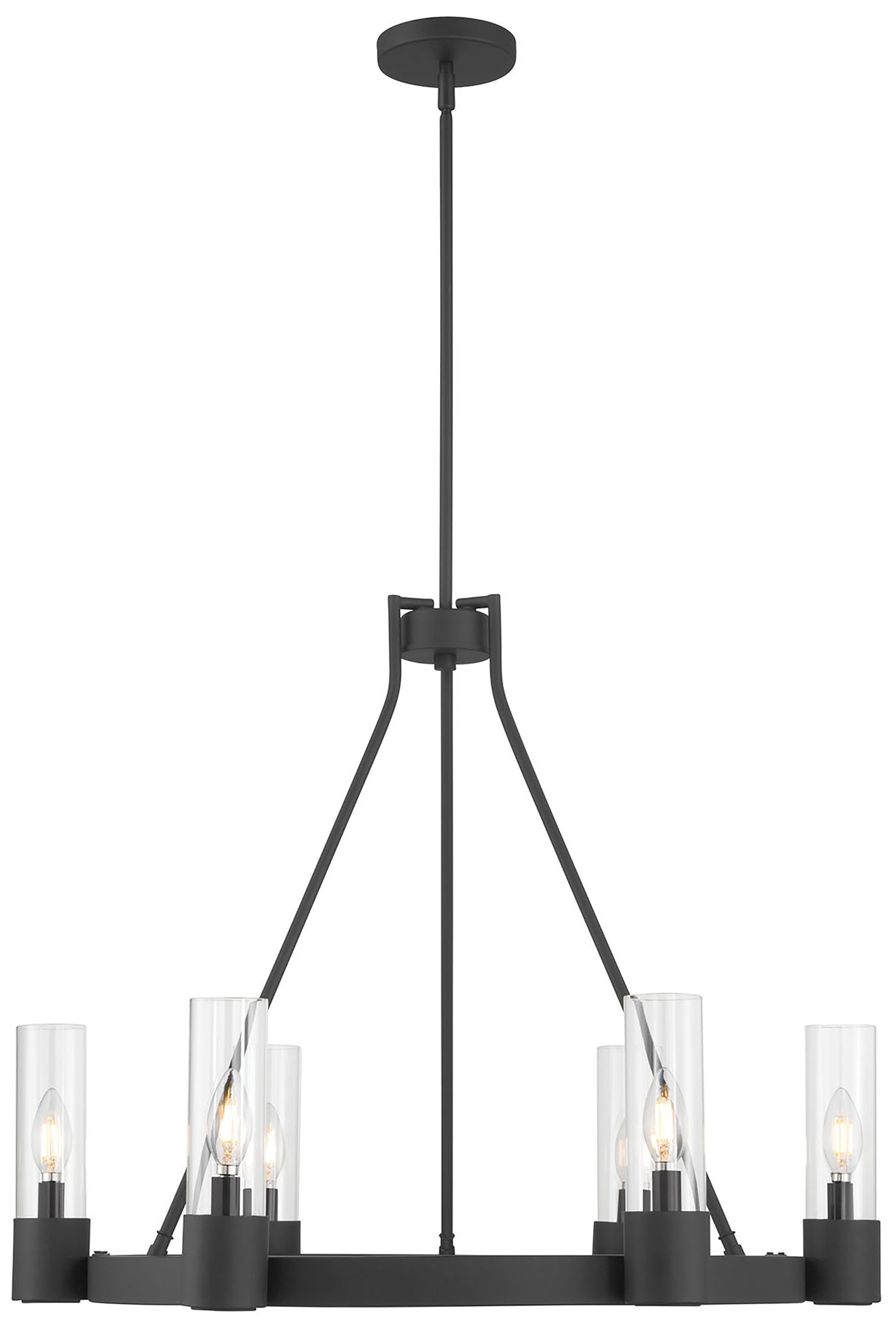 Image 3 Millennium Evandrel 6-Light 29" Matte Black Chandelier with Glass Shade more views