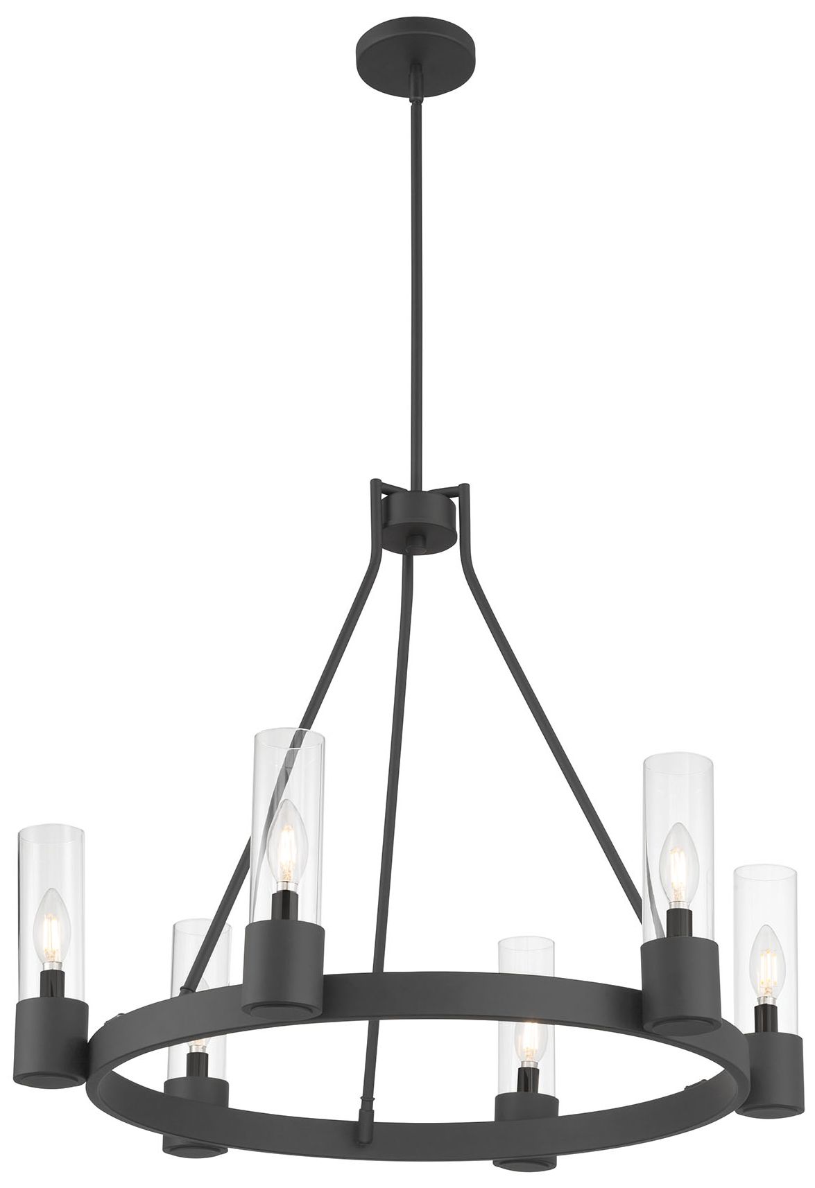 Image 4 Millennium Evandrel 6-Light 29" Matte Black Chandelier with Glass Shade more views